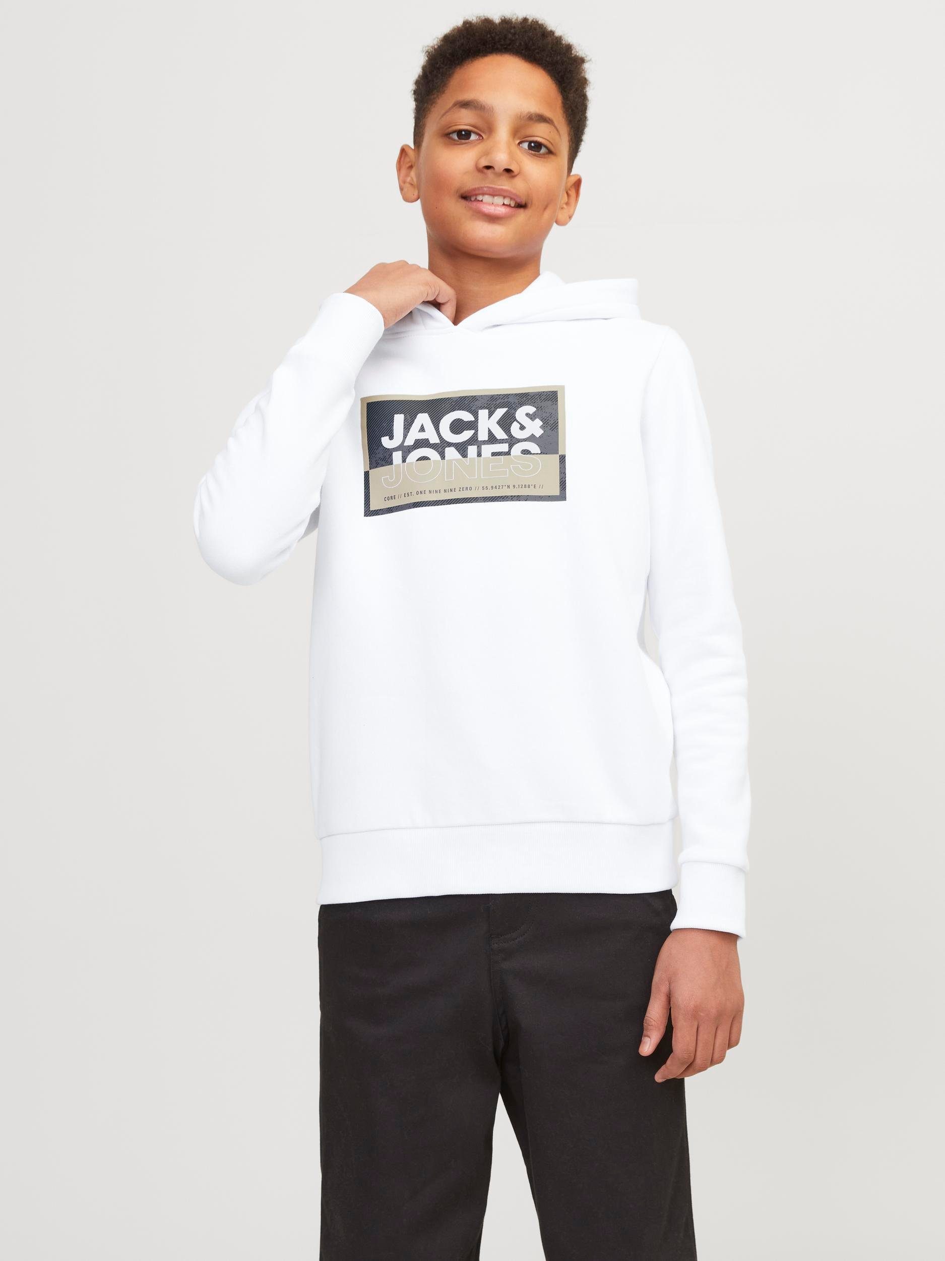 Jack & jones JUNIOR hoodie JCOLOGAN met logo wit Sweater Logo 128