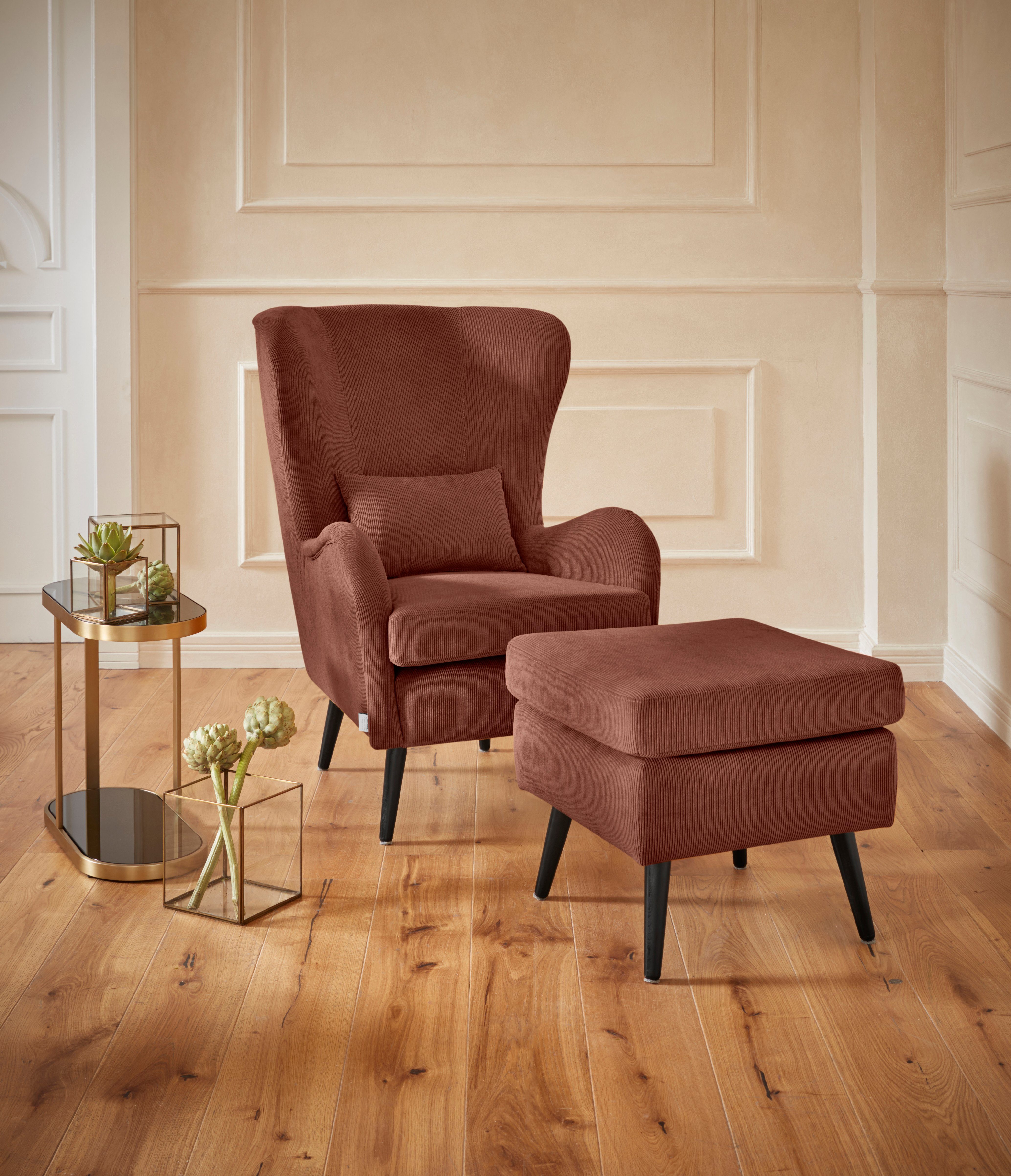 Guido Maria Kretschmer Home&Living Fauteuil Salla naar keuze met of zonder hocker, grote fauteuil: afm. bxdxh: 78x94x118 cm, overtrekstof ook in luxe-microvezel in imitatiebont-loo