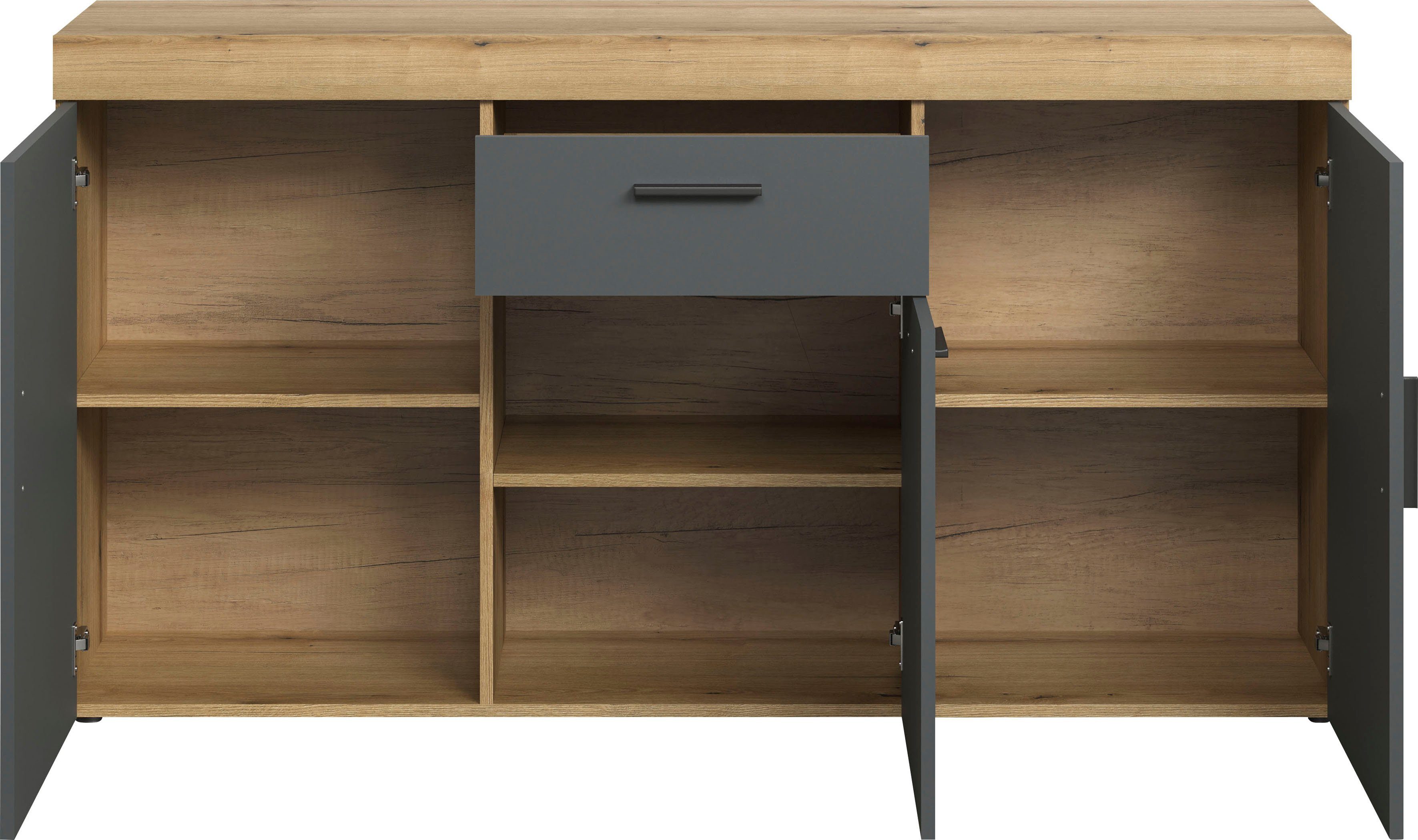 Home affaire Dressoir Gent Commode met eindhoutapplicaties - (B/D/H): 160/42/86 cm (1 stuk)