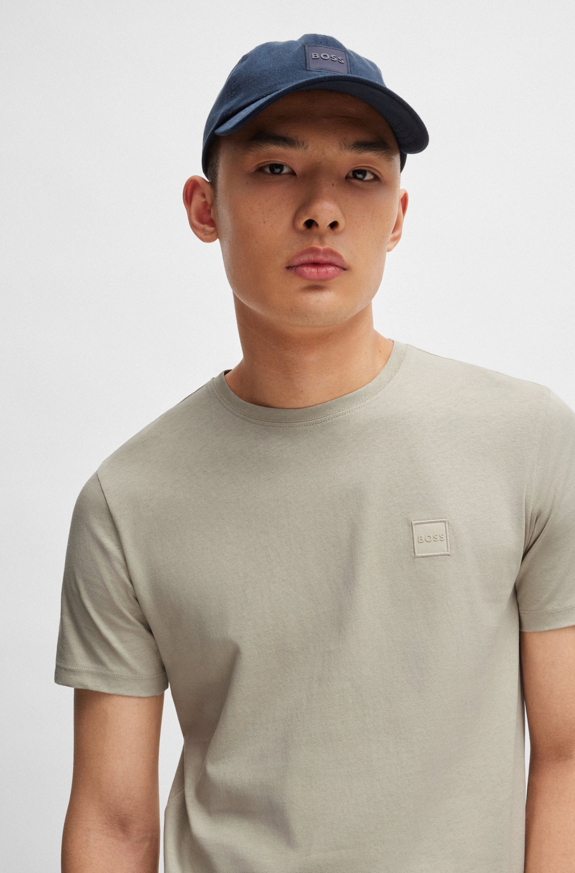 Boss Orange T-shirt Tales met boss-borduursel op de borst