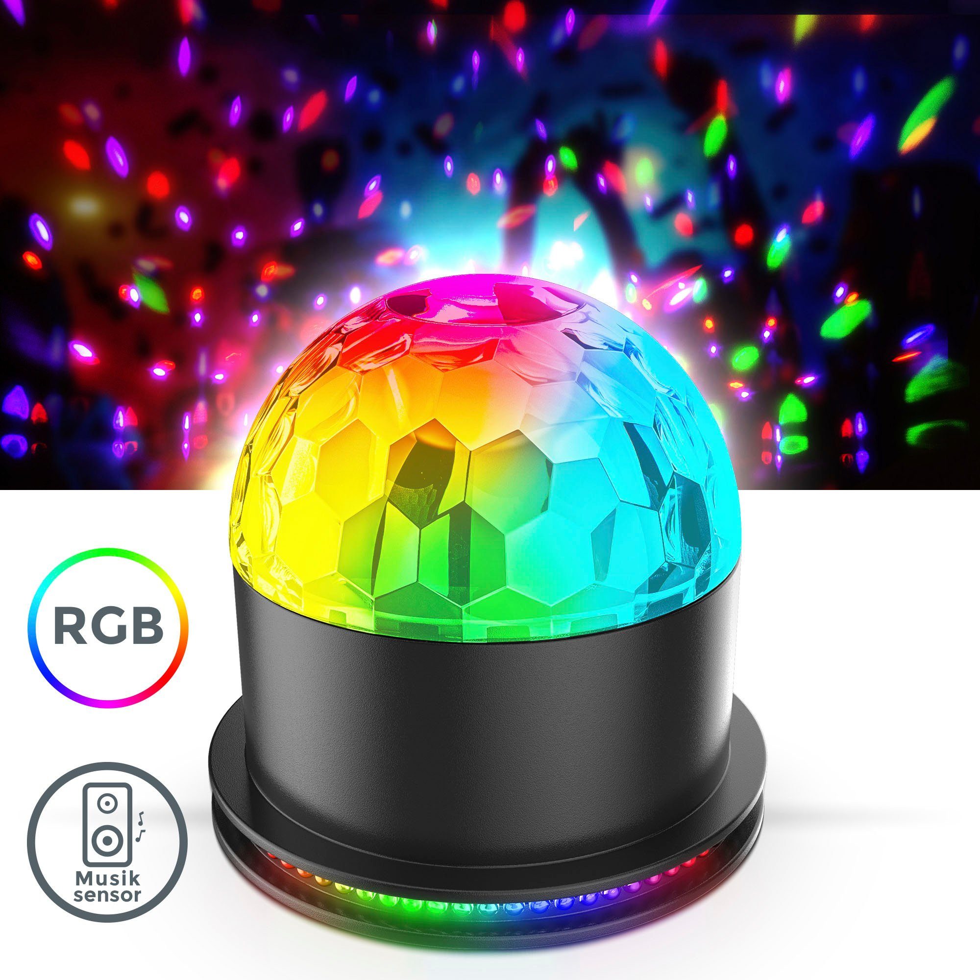 B.K.Licht Led-lamp met motieven BK_GD1327 LED discolamp, feestverlichting, met muzieksensor (1 stuk)