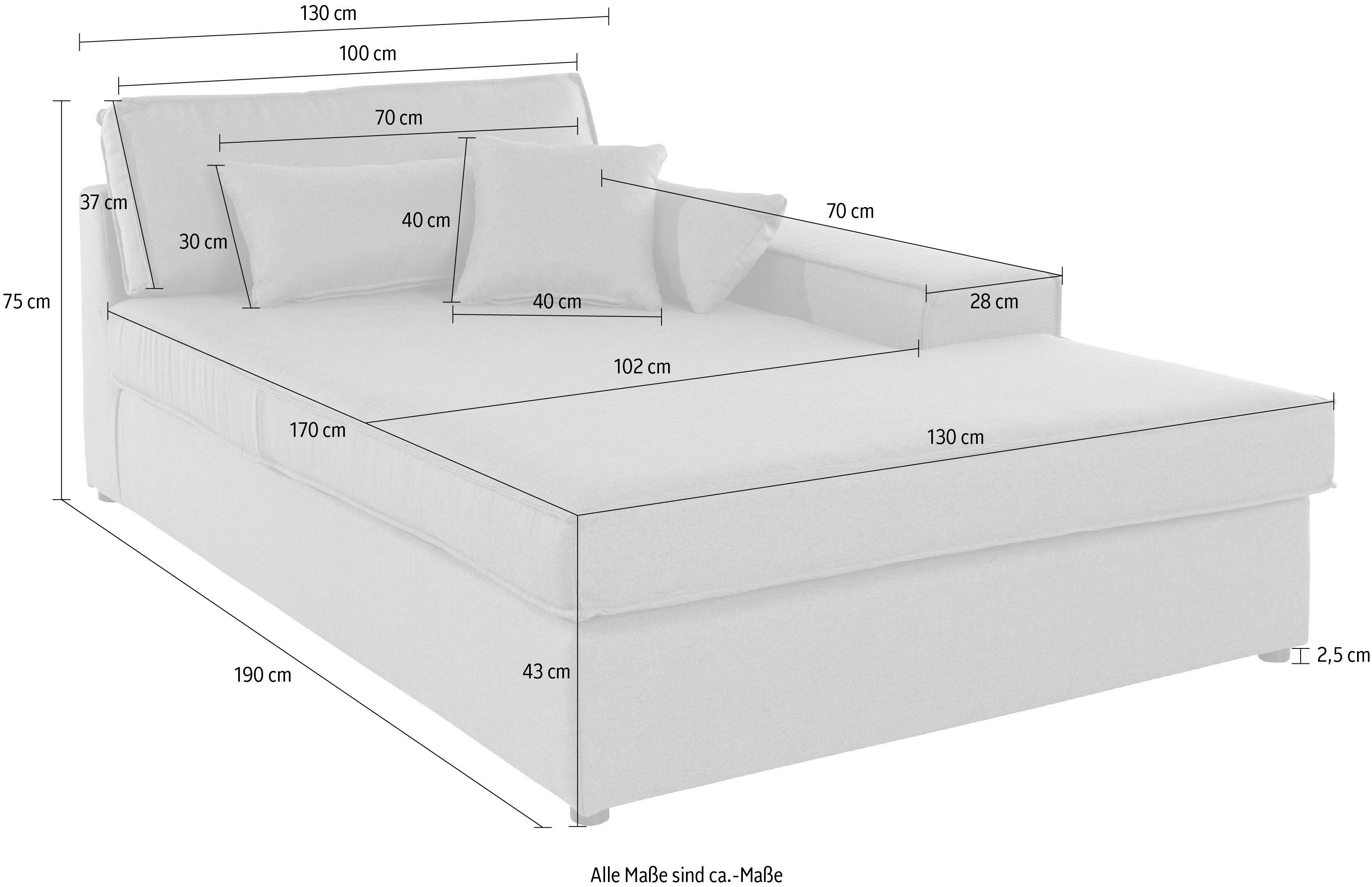 RAUM.ID Ottomane Enid afzonderlijk plaatsbaar of als deel van een modulaire bank, stevig zitcomfort