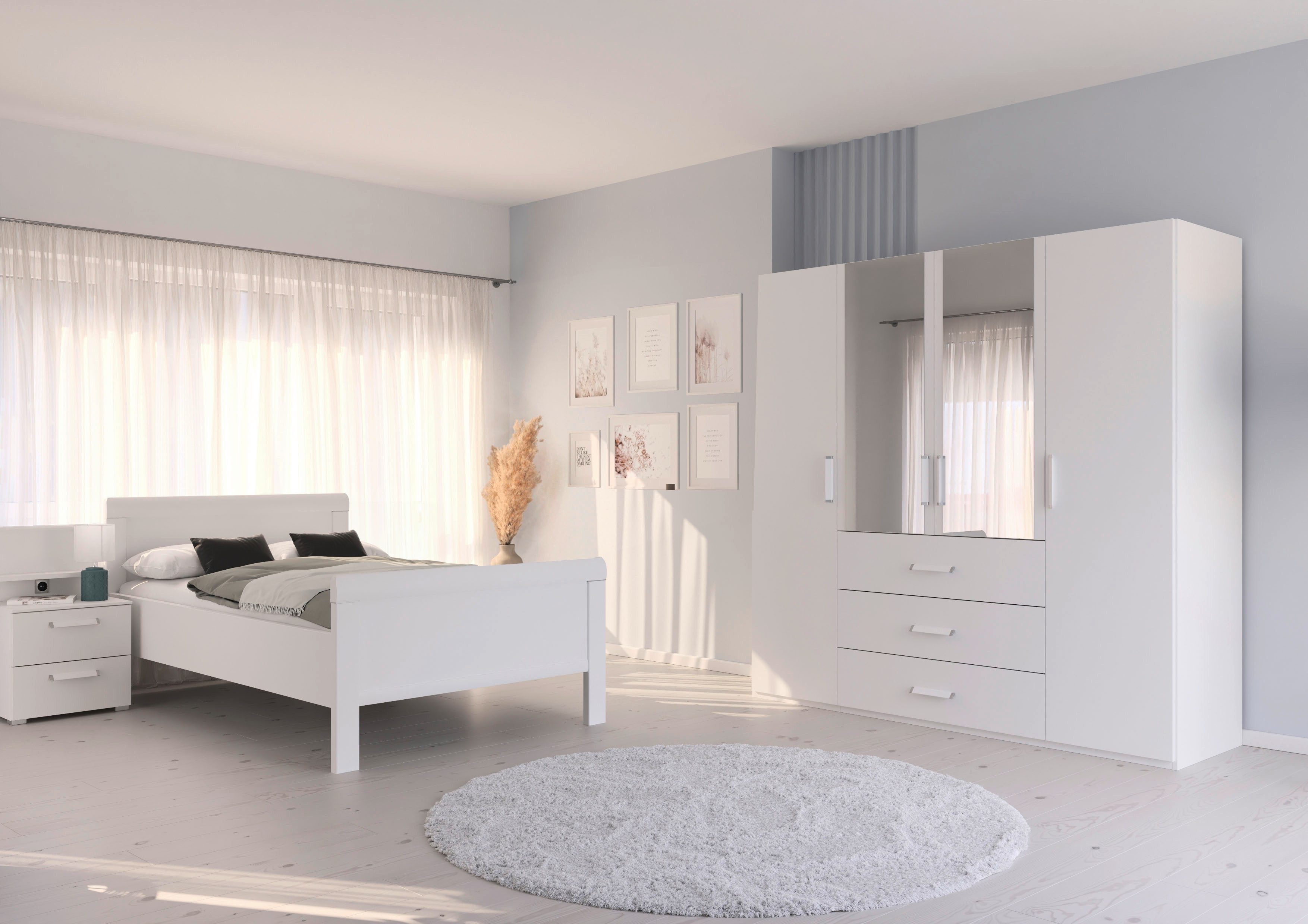 rauch Slaapkamerserie Compleet slaapkamer EVELYN Kast en bed in 2 breedtes, nachtkastje met paneel MADE IN GERMANY (set, 3-delig)