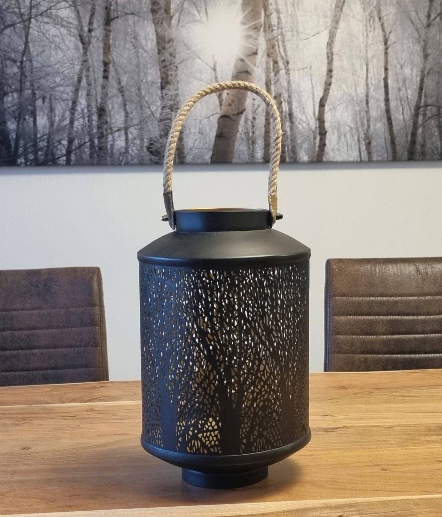 Ambiente Haus Lantaarn met kaars Lantaarn bosmotief, handvat met touw - (H) 50 cm (1 stuk)