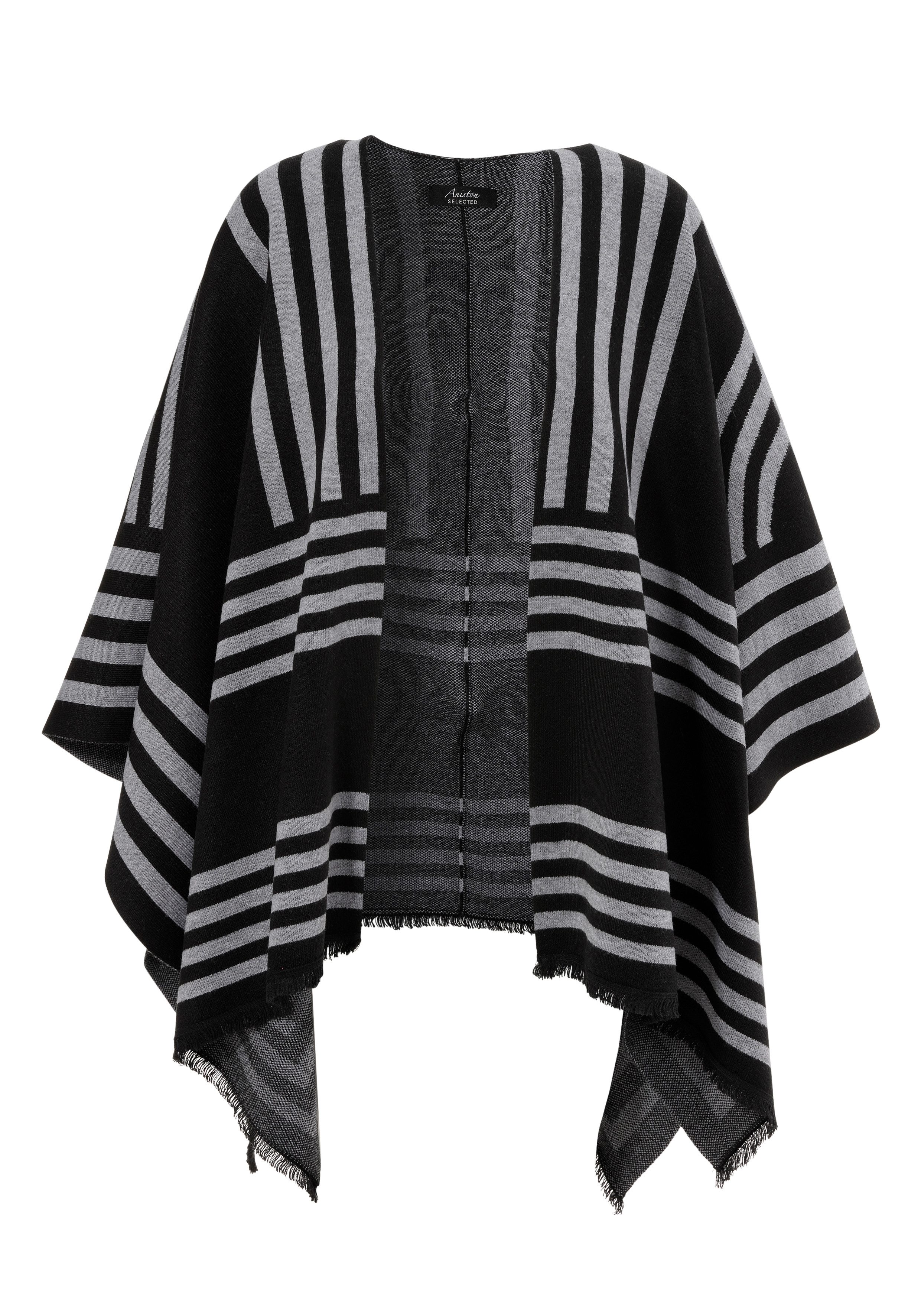 Aniston SELECTED Gebreide poncho cape met franjes