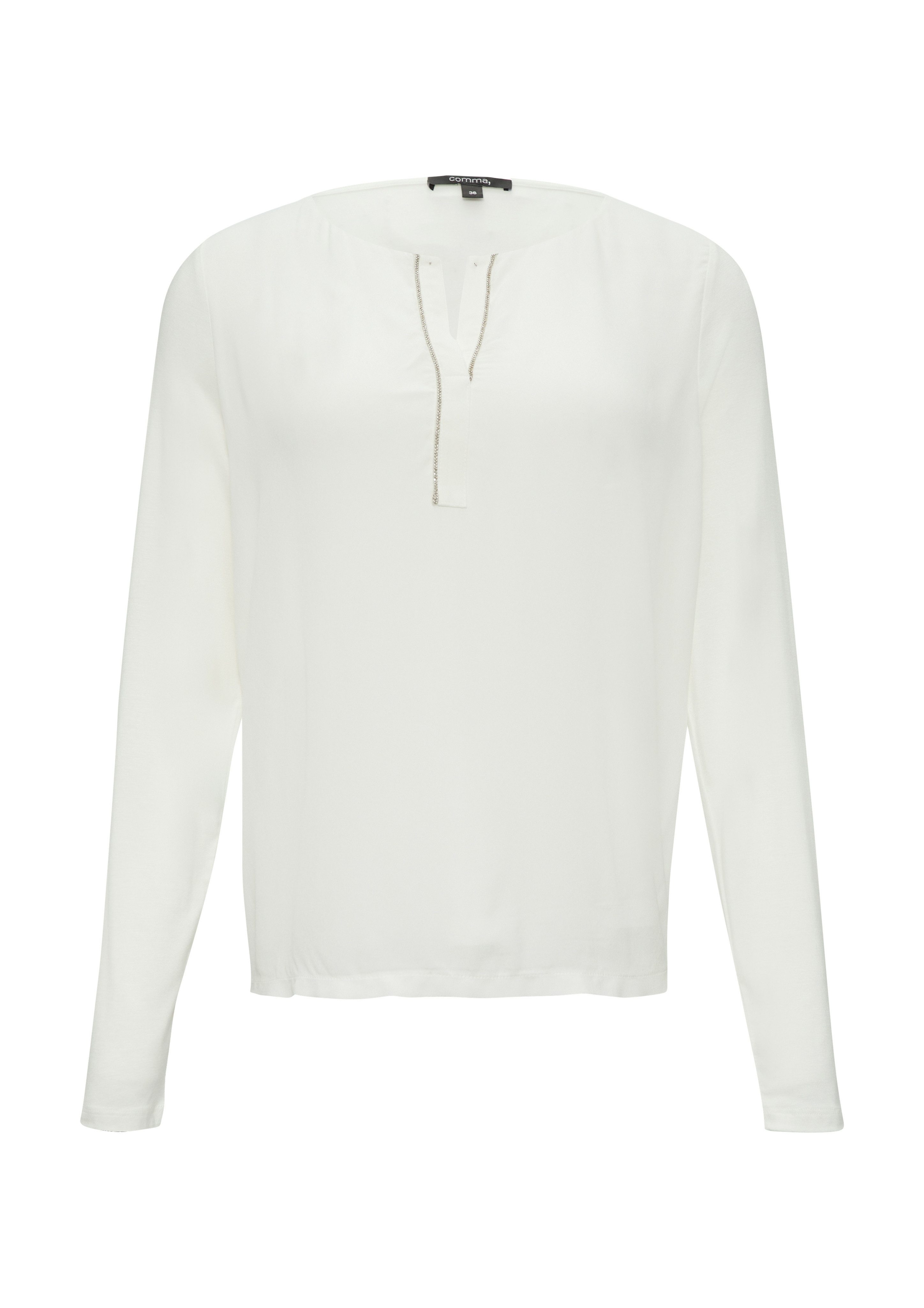 Comma Shirt met lange mouwen met siersteentjes