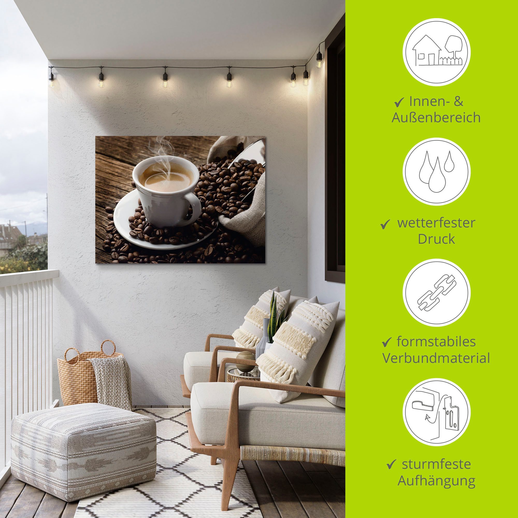 Artland Artprint Hete koffie - hete koffie als artprint van aluminium, artprint voor buiten, artprint op linnen, poster, muursticker