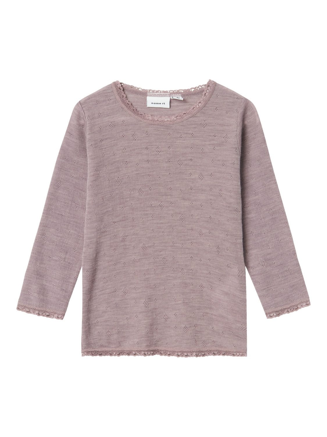 Name It Shirt met lange mouwen NMFWANG WOOL NEEDLE LS TOP SOLID NOOS