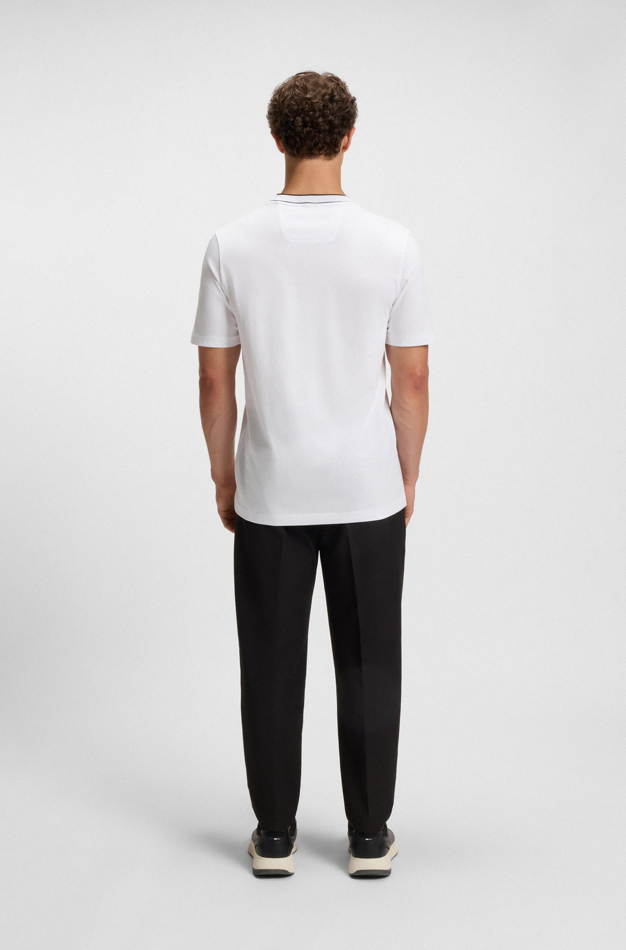 BOSS GREEN T-shirt Thee met streepdetail bij de hals
