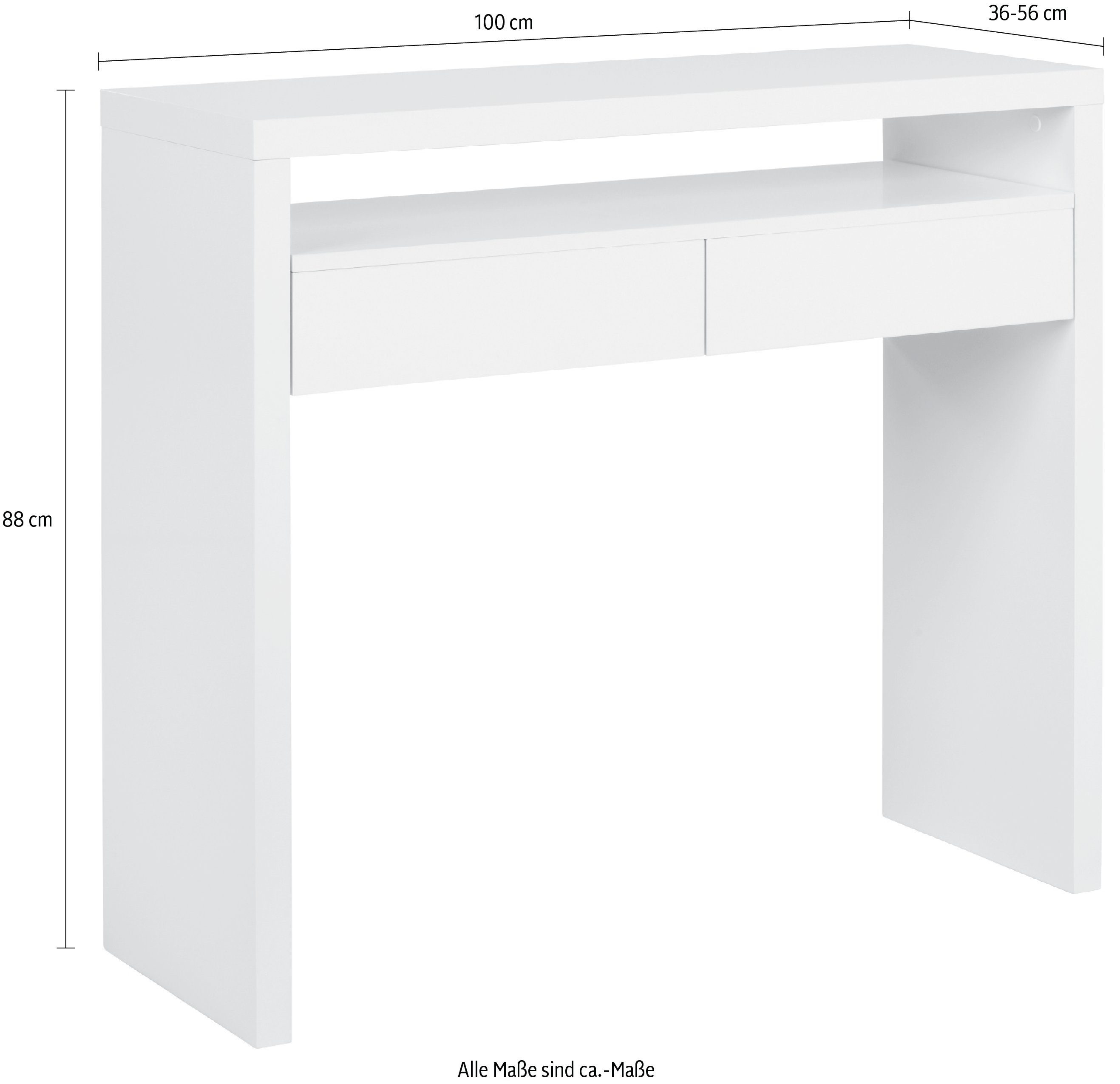 Woodman Bureau Console10 puristisch design, breedte 36 - 56 cm