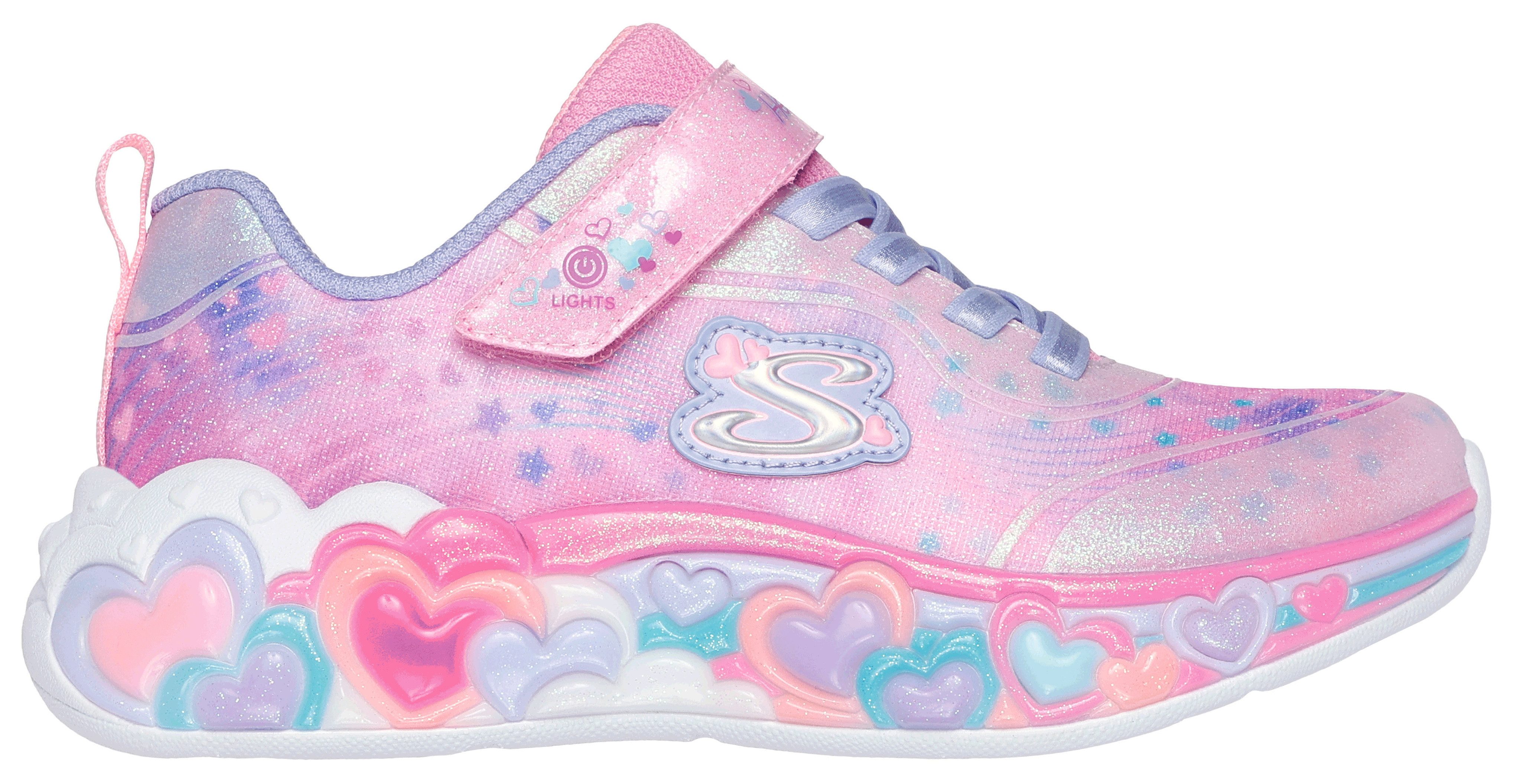 Skechers Sneakers ETERNAL HEART LIGHTS , blink,-klittenbandschoen met hart-applicatie, maat sjabloon om te downloaden