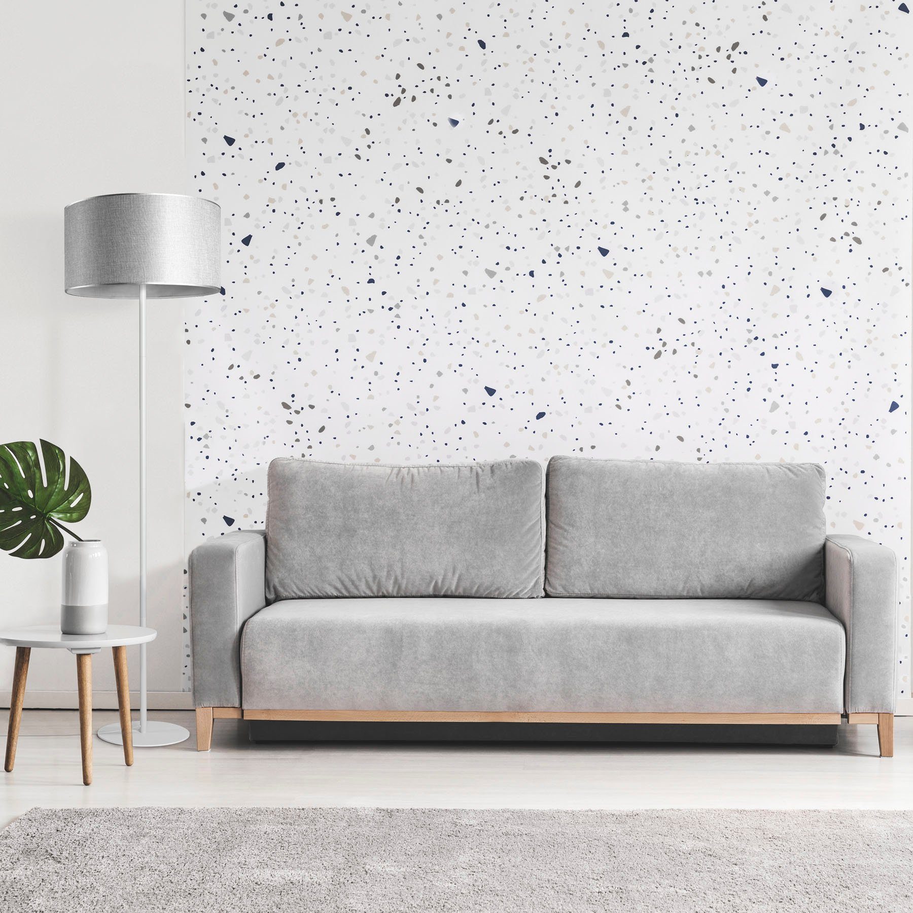 Paco Home Staande lamp LUCA CANVAS UNI COLOR Lampenkap stof woonkamer leeslamp kantoor E27 vloerlamp Scandi
