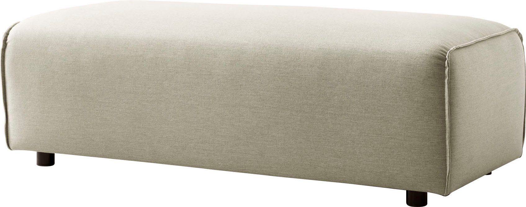 LeGer Home by Lena Gercke Hocker PIARA, poef met biesnaad in cord of linnenlook bij de serie piara, rechthoekig, zwarte voeten, comfortabel zitcomfort