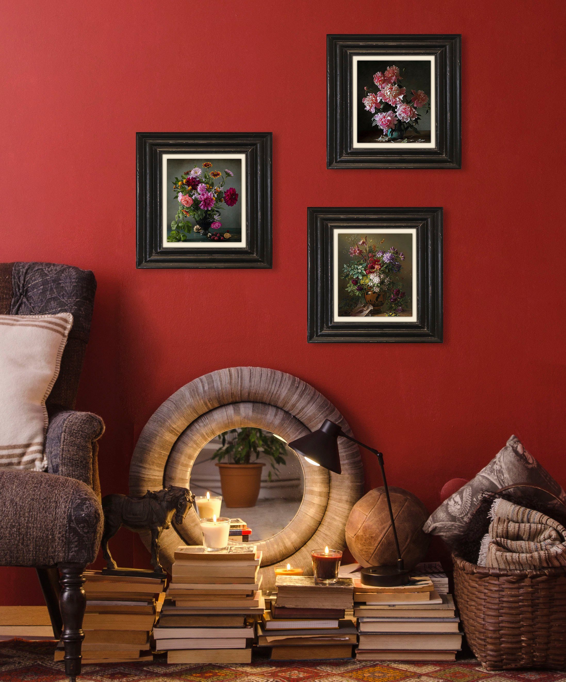 queence Artprint op linnen Bloemen Premium canvasstof, handgemaakt in Duitsland, 40x40cm