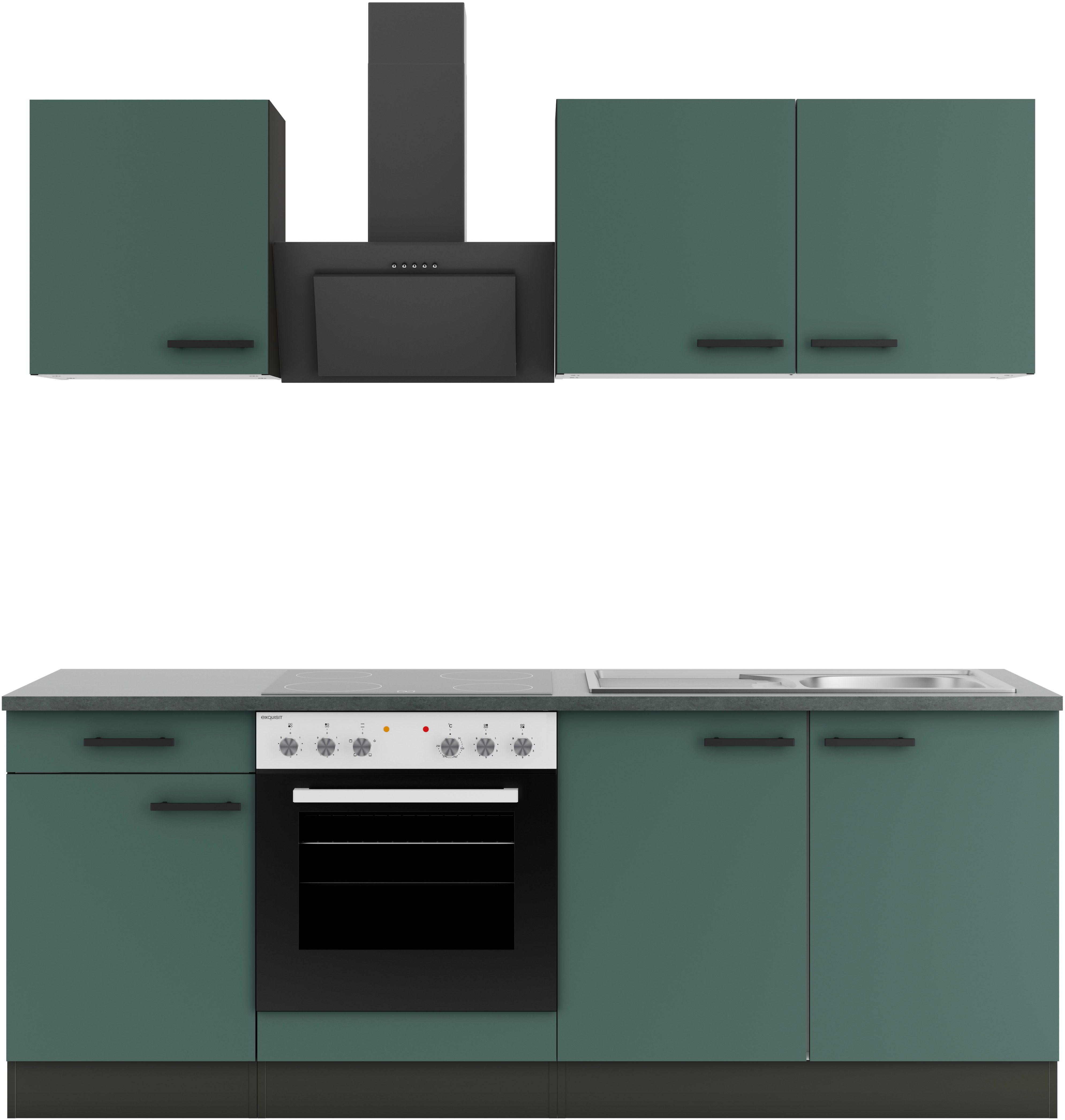 OPTIFIT Keukenblok Palma Breedte 210 cm, optioneel met elektrische apparaten, spiegelbeeld op te stellen