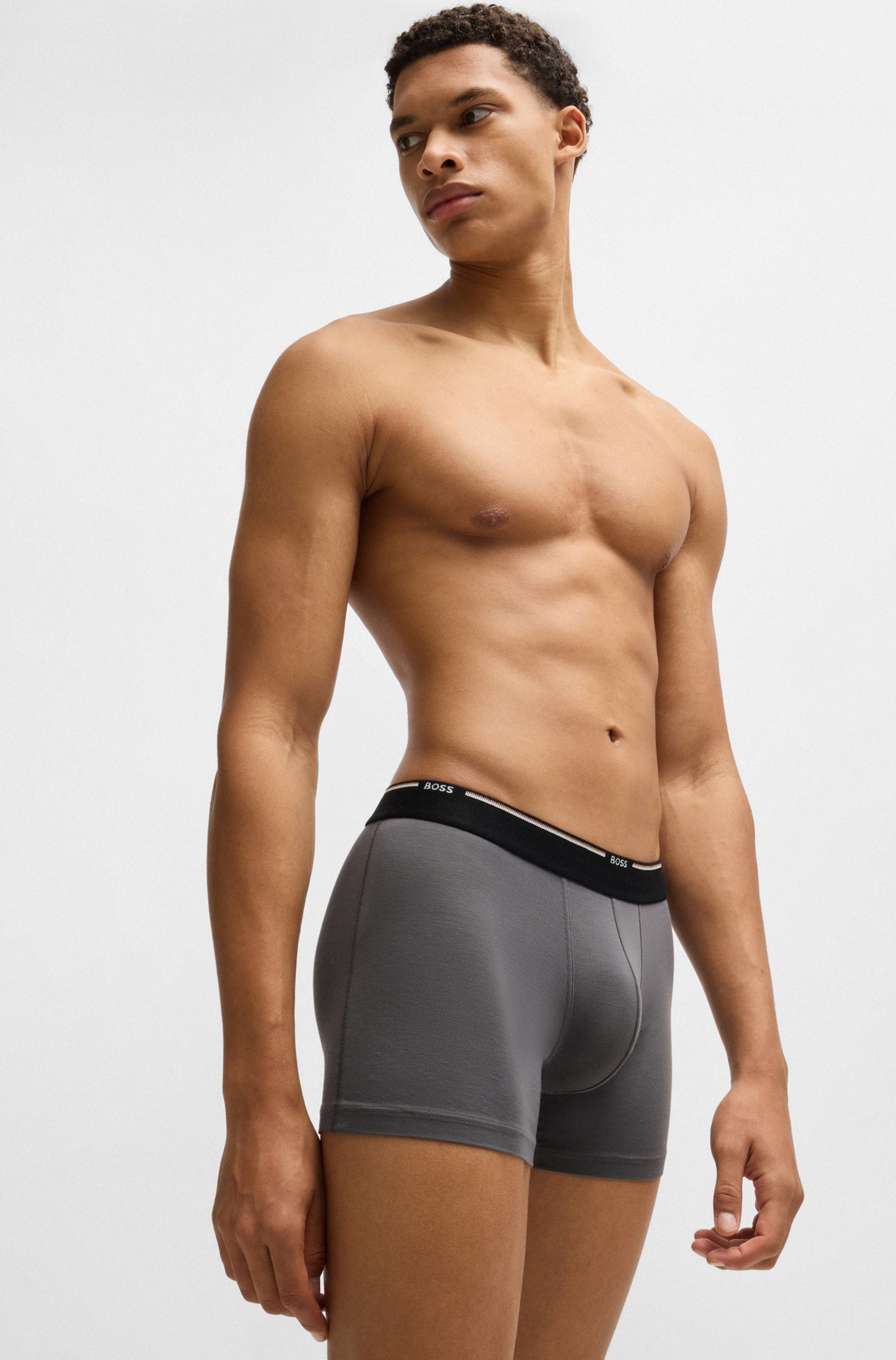 BOSS Boxershort BoxerBr 3P Natura met logo-opschrift op de band (set, 3 stuks)