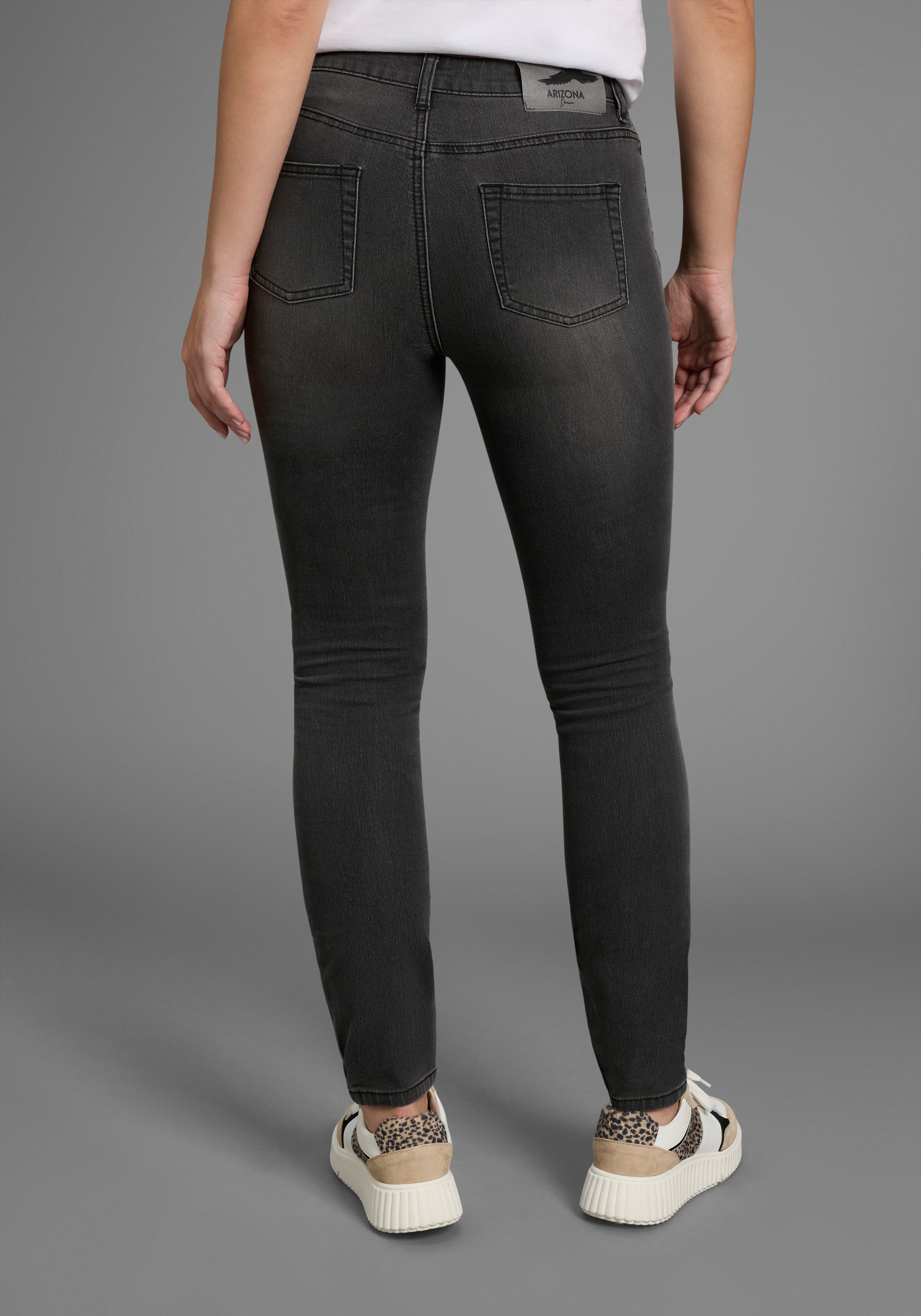 Arizona Slim fit jeans Shaping strakke pasvorm, skinny jeans, used-look-wassing, hoge taille
