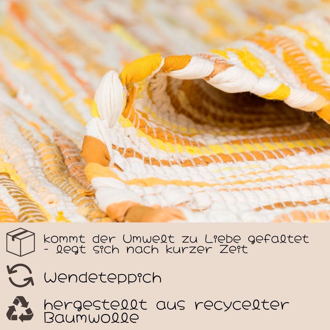 my home Vloerkleed Bente Handgeweven tapijt, 90% katoen, handgeweven, Scandi