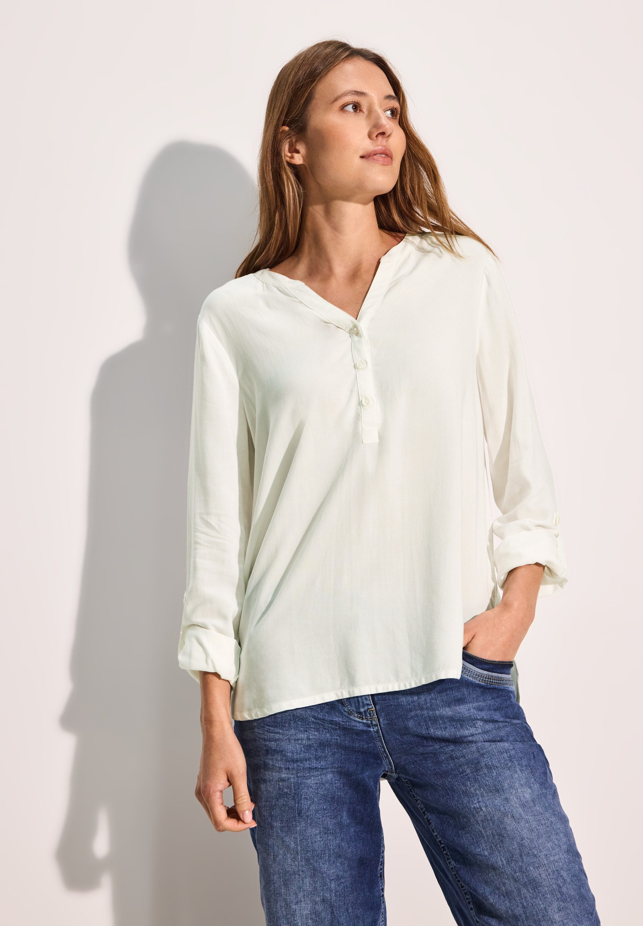 Cecil Overhemdblouse met turn-up-mouwen en knoopsluiting