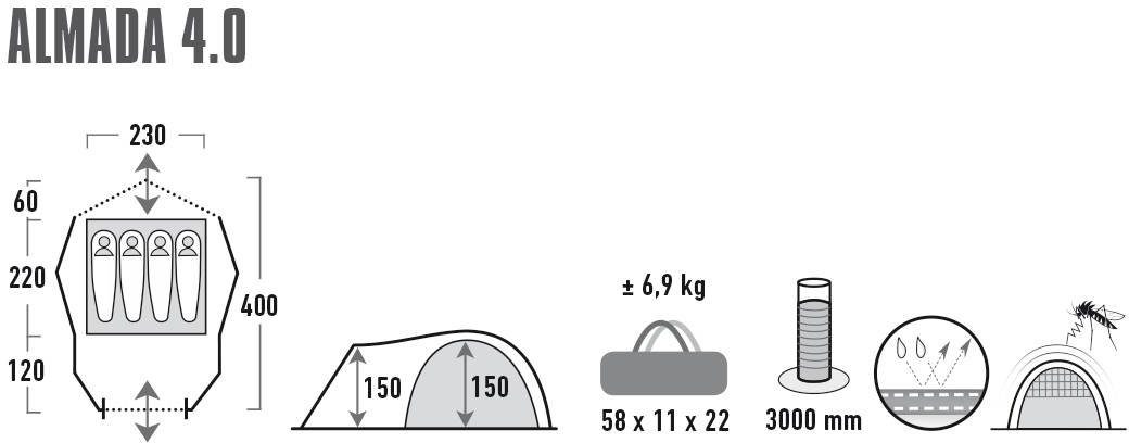 High Peak Koepeltent Tent Almada 4.0