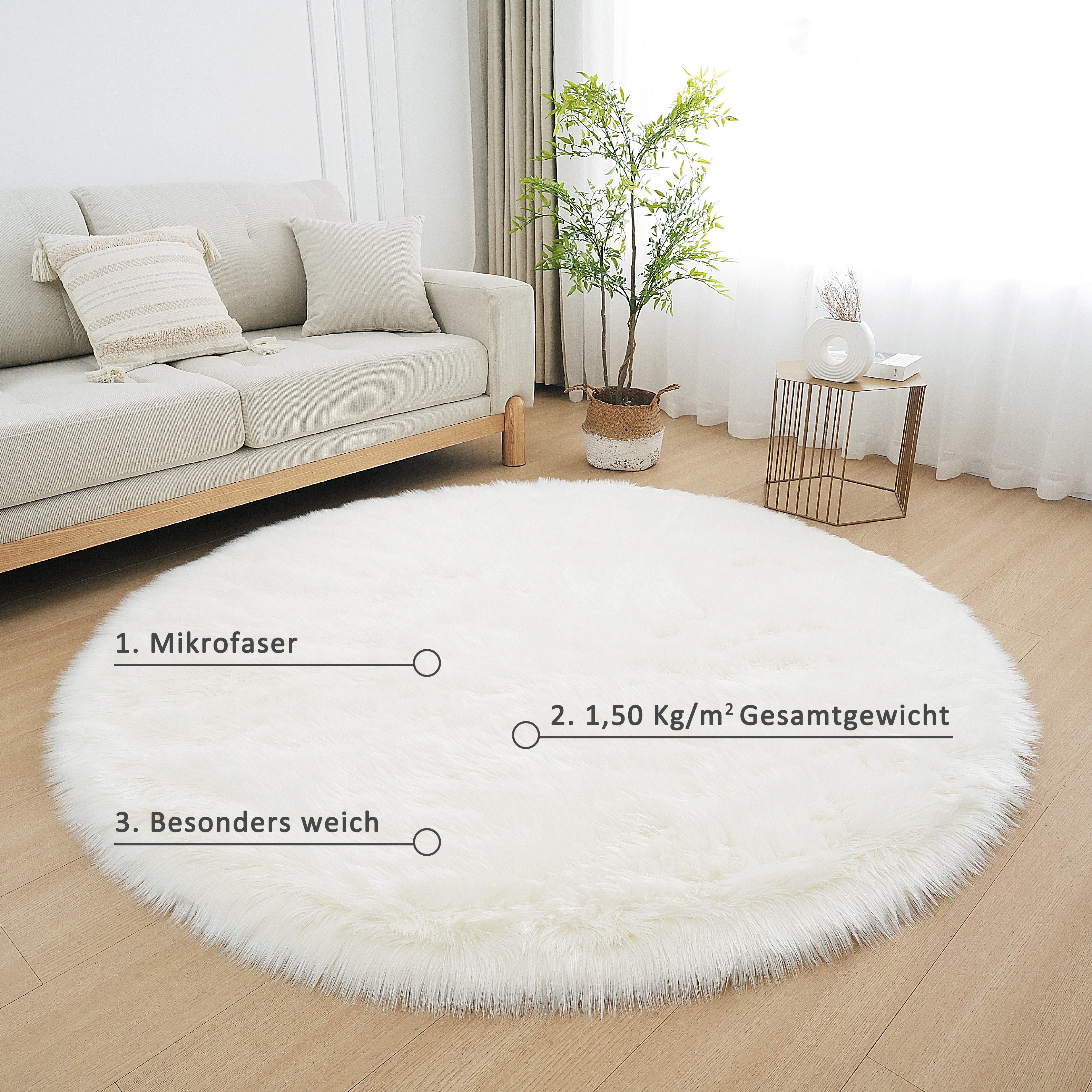 my home Vachtvloerkleed Dena, hoogpolige tapijten Imitatiebont, zacht, unikleuren, woonkamer, slaapkamer, eetkamer
