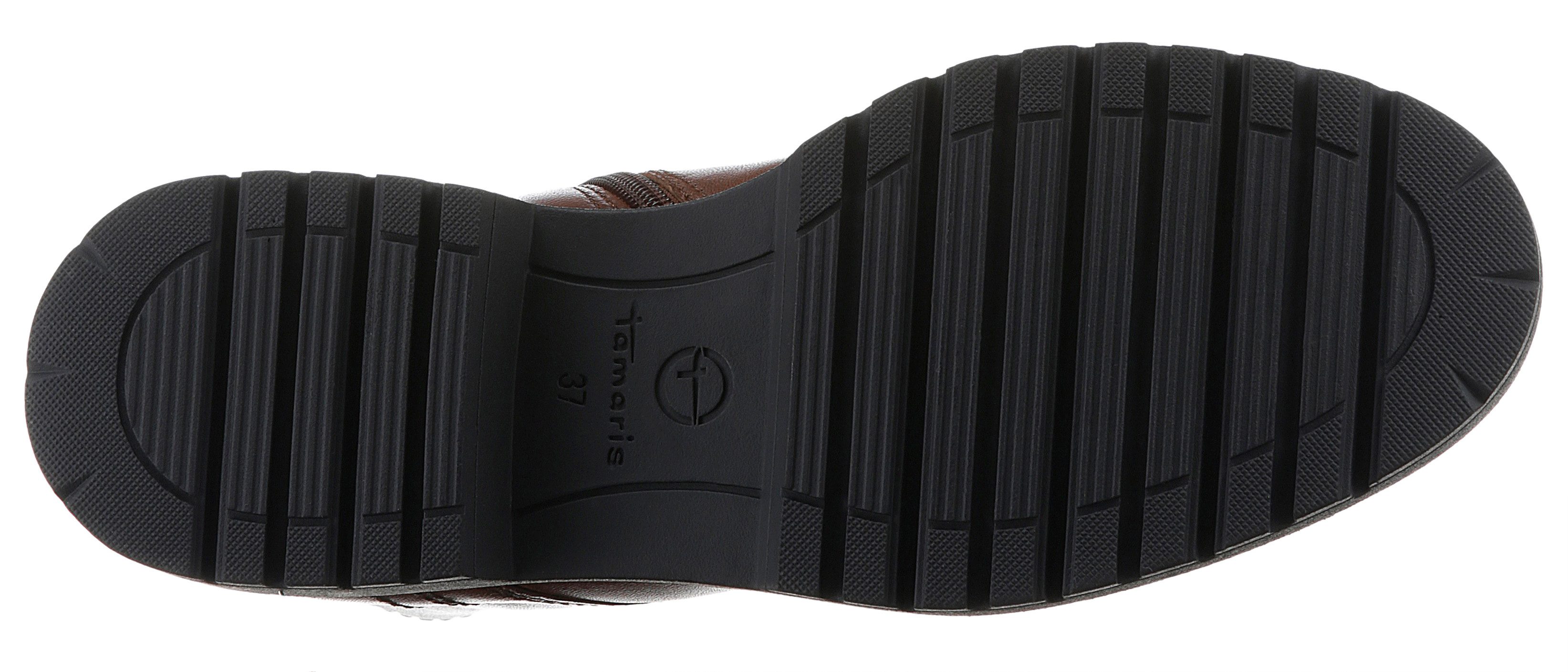 Tamaris Veterschoenen blokhak, veterschoen, combat-boots met contrast-raamnaad