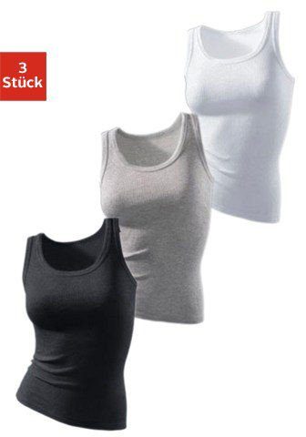 H.I.S Tanktop Zonder zijnaden van zachte ribkwaliteit van katoen (Set van 3)