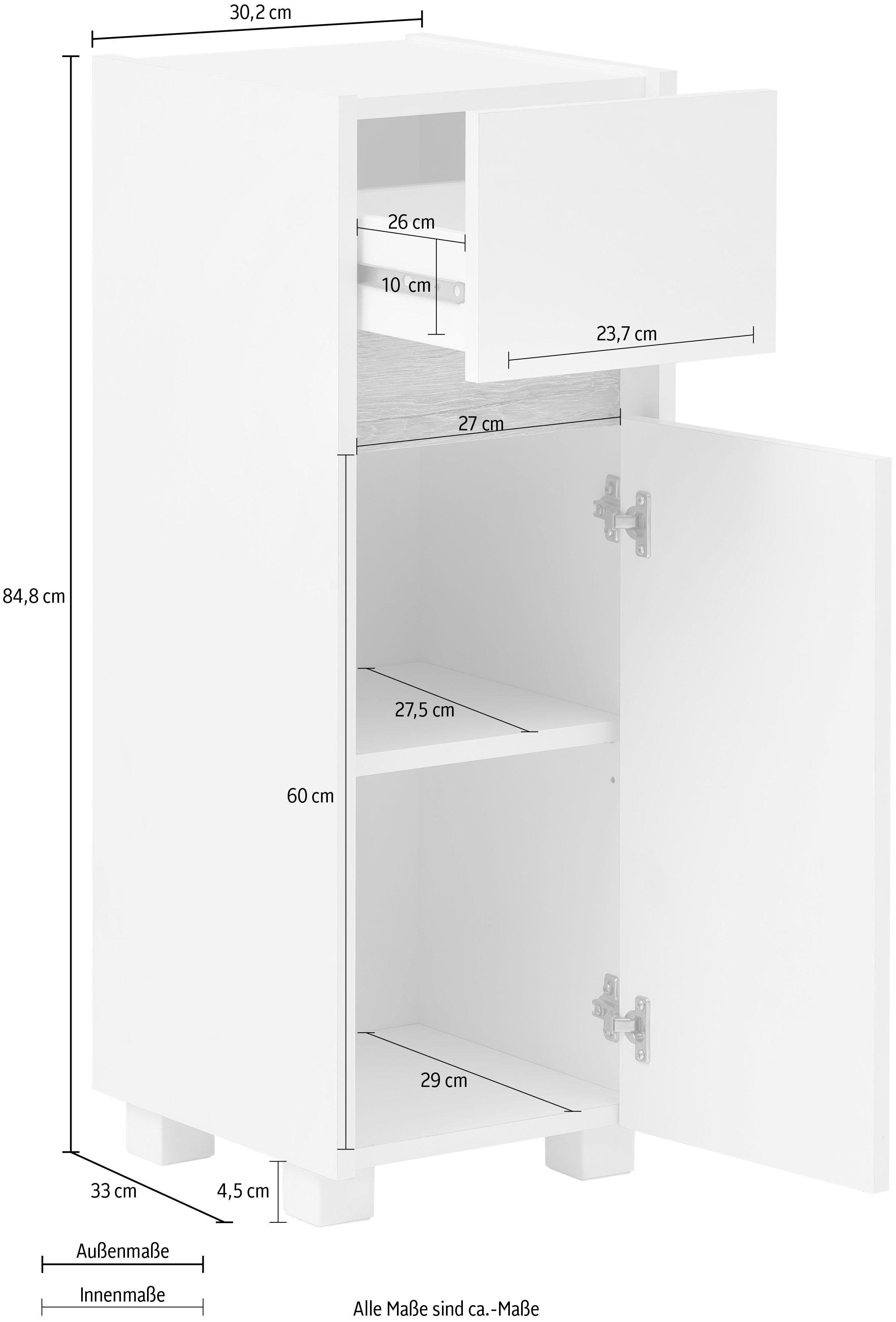 Schildmeyer Onderkast Cosmo in verschillende kleuren Breedte 30 cm, badkamerkast, lijst in moderne wildeiken-look