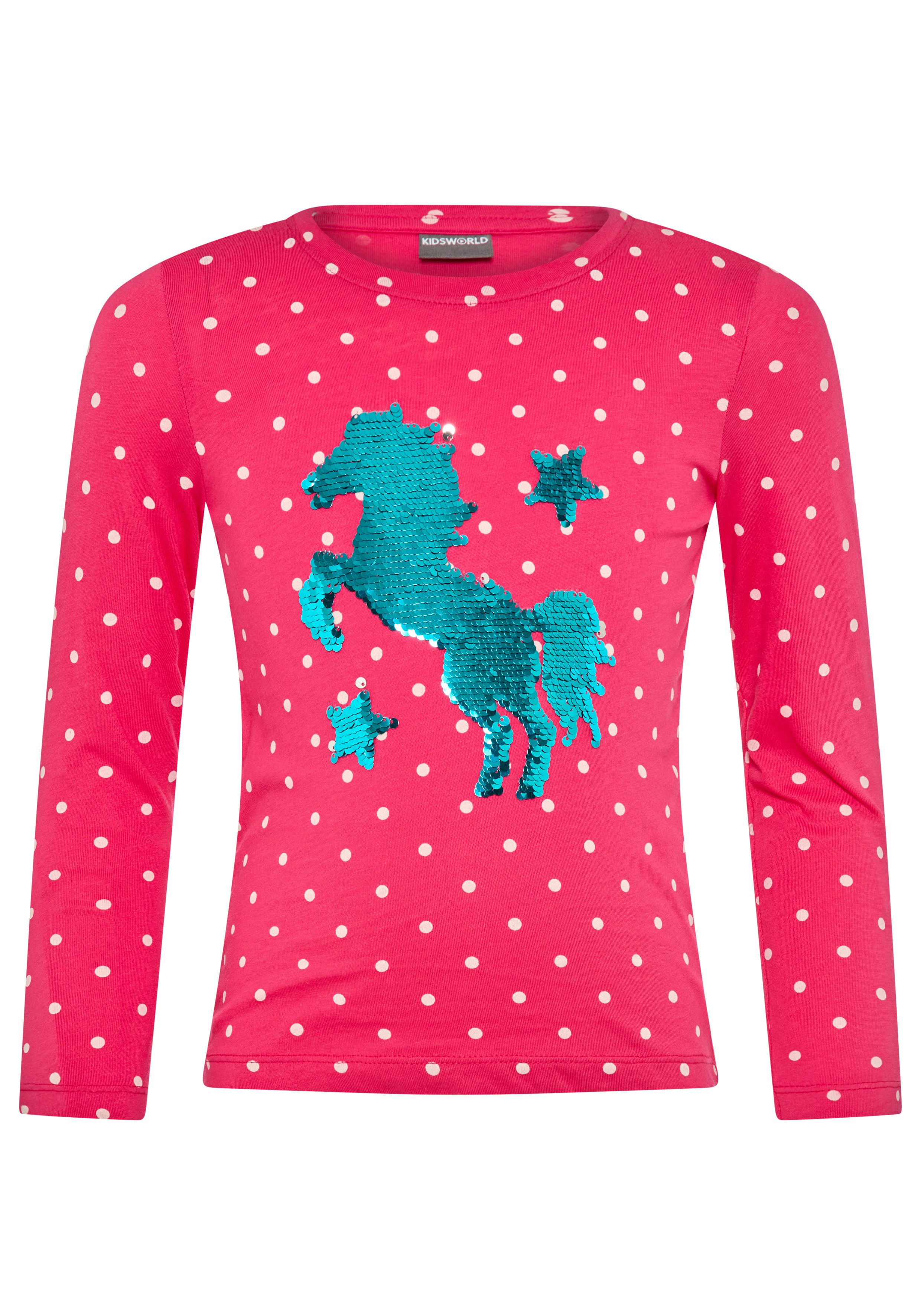 KIDSWORLD Shirt met lange mouwen Voor kleine meisjes Lange mouwen, basic pasvorm, bedrukt, ronde hals