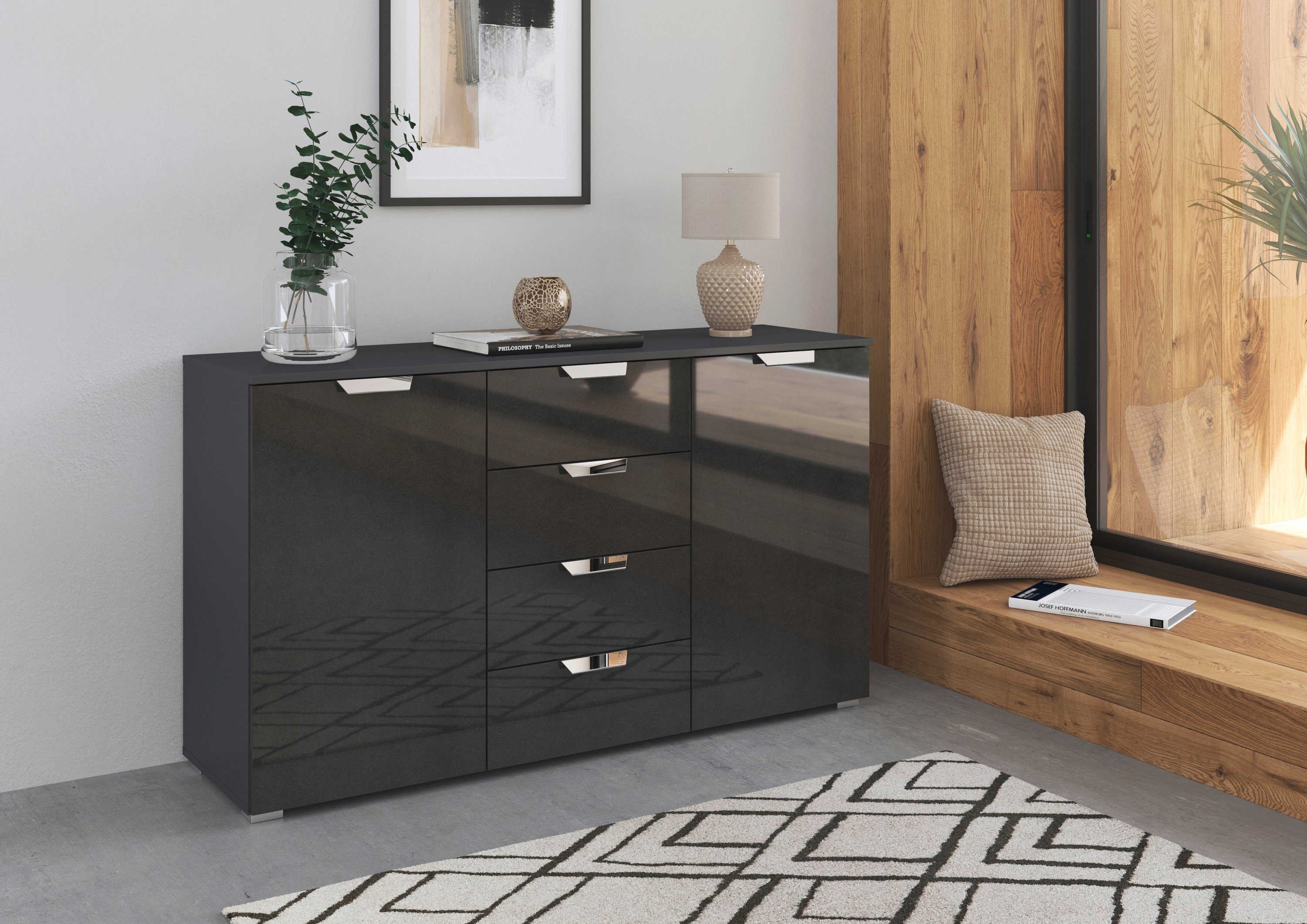 rauch Kast met laden en deuren Glamour by Aditio met hoogglansfront, 4 laden met soft-closefunctie