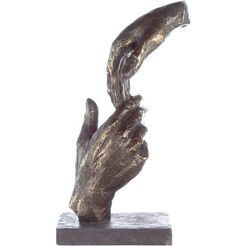 casablanca by gilde decoratief figuur sculptuur two hands, bronskleurig-grijs decoratief object, hoogte 29 cm, handen, met teksthanger, woonkamer (1 stuk) oranje