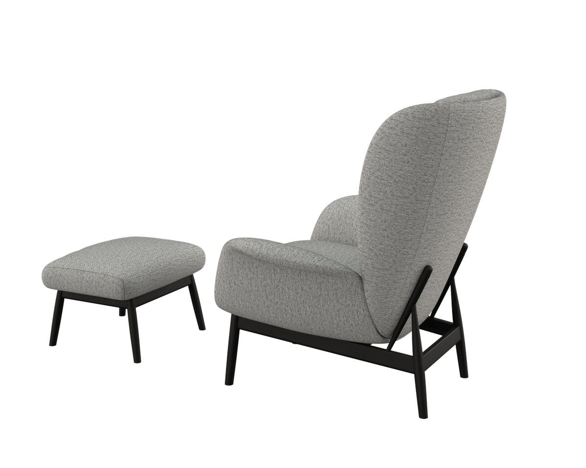 FLEXLUX Oorfauteuil Padova Stijl & comfort, organische vorm, geïntegreerde lendensteun, zwarte voet