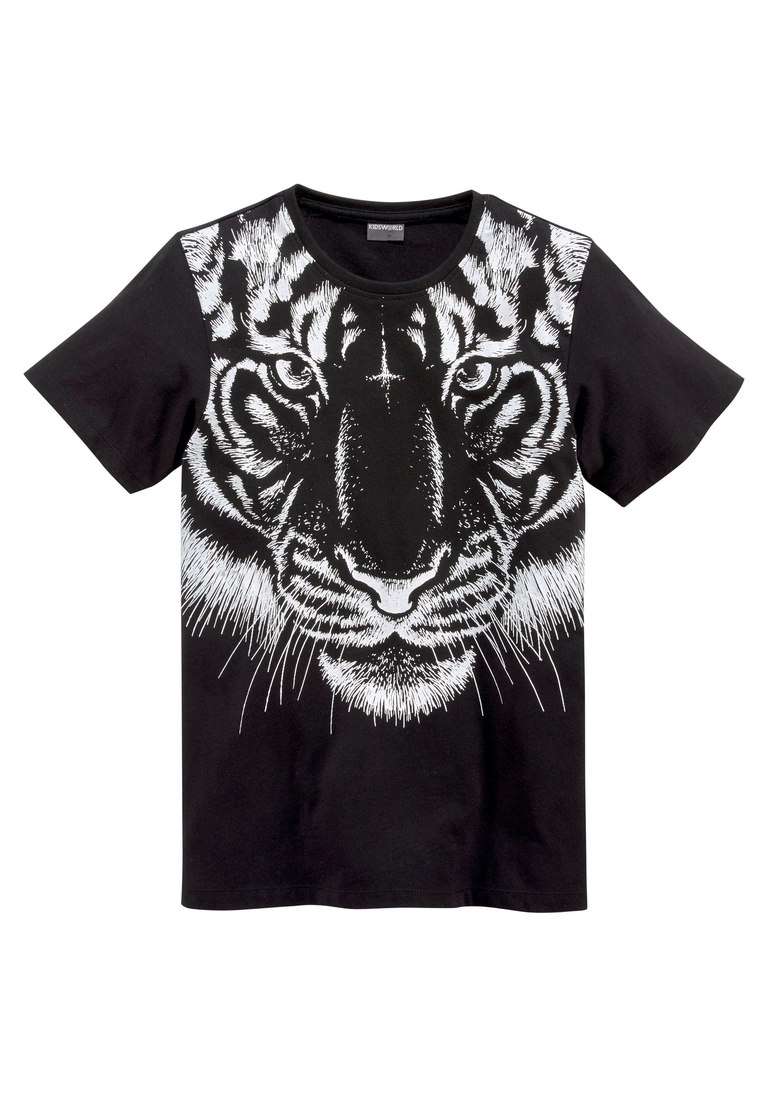 KIDSWORLD T-shirt Met grote print: WHITE TIGER Korte mouwen, basic pasvorm, bedrukt, ronde hals
