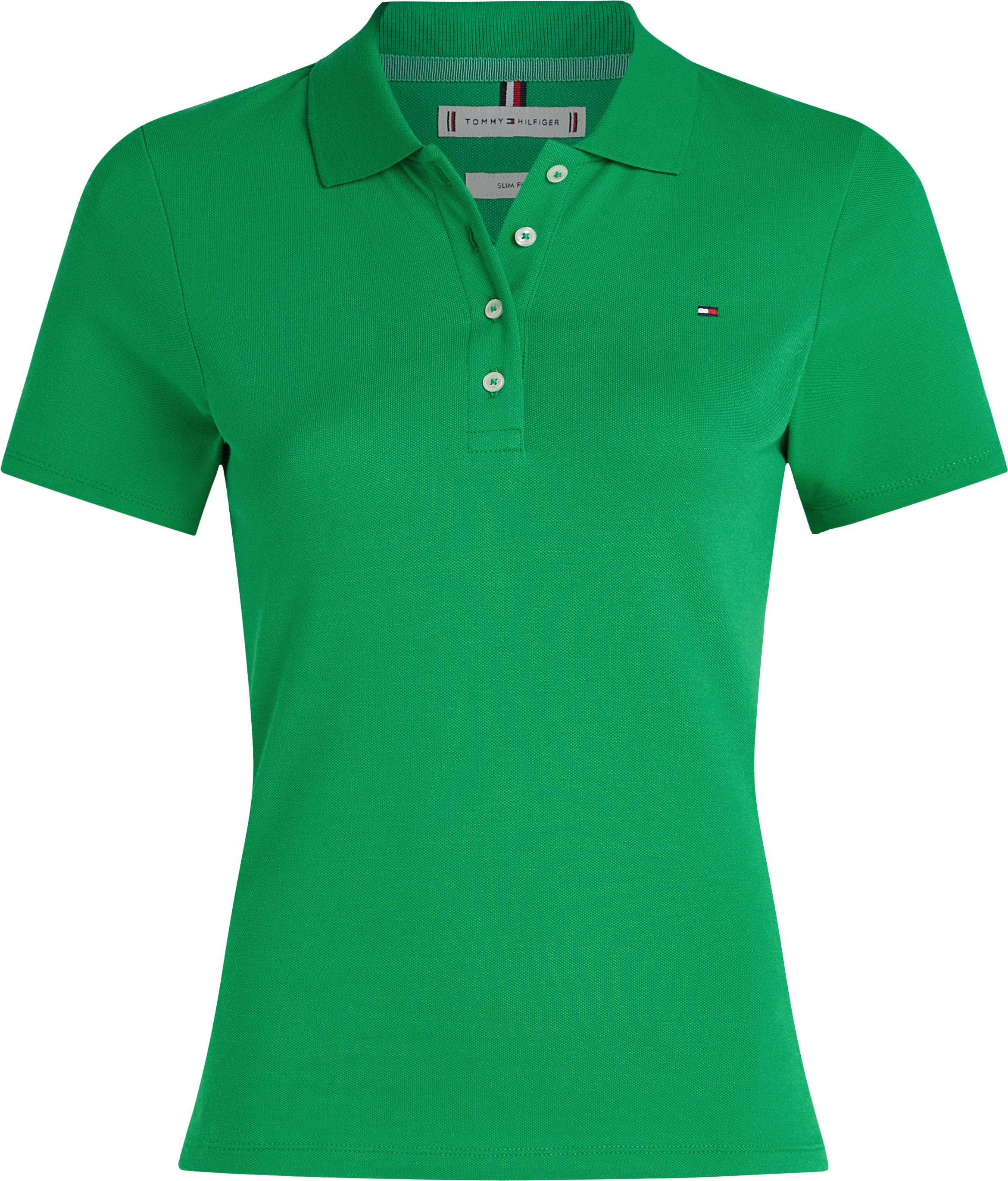 Tommy Hilfiger Poloshirt 1985 Slim Fit Pique Premium met logo-borduursel, met zijsplitten