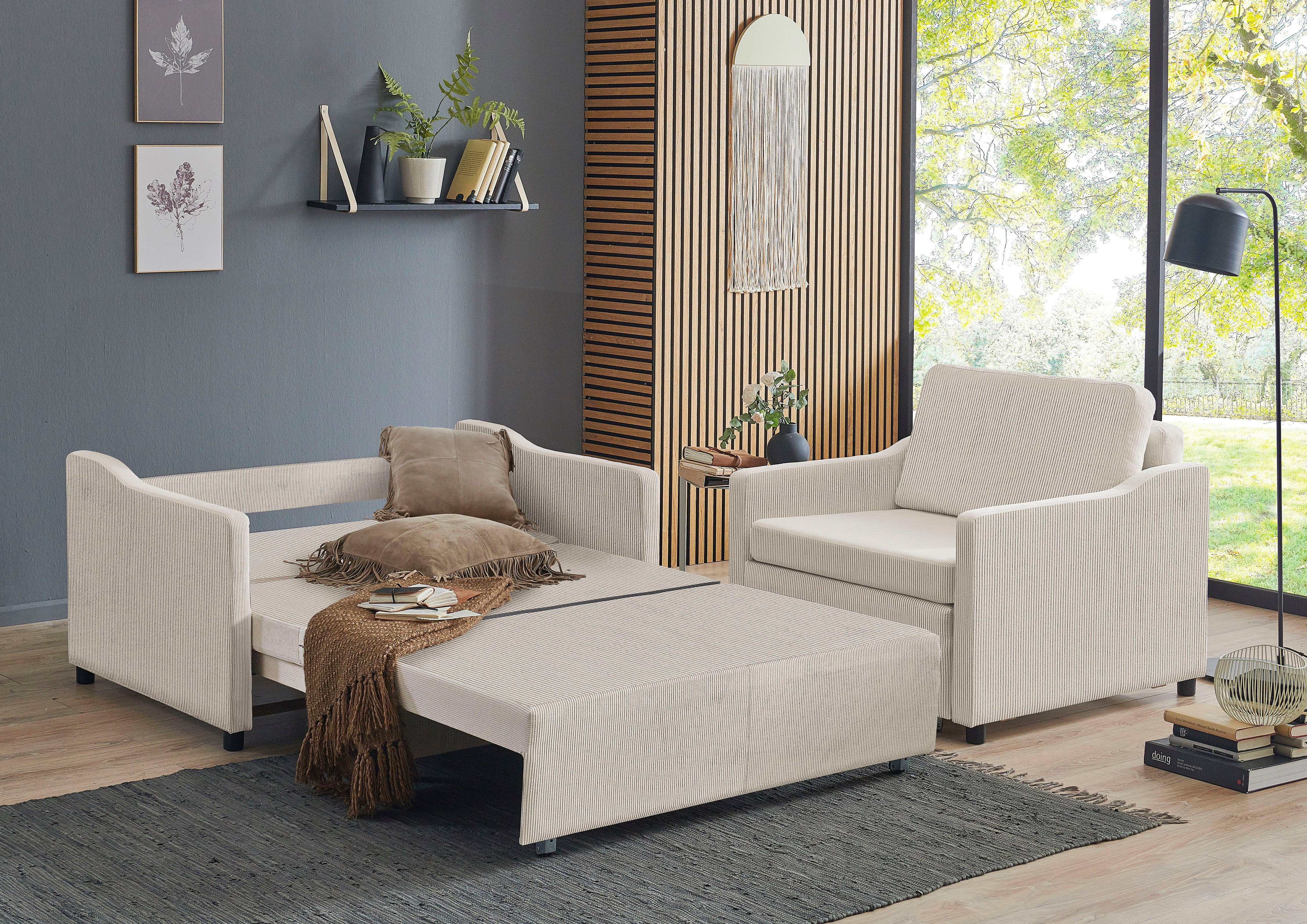 ATLANTIC home collection XXL-fauteuil Anella met cordbekleding, met slaapfunctie, vrij plaatsbaar