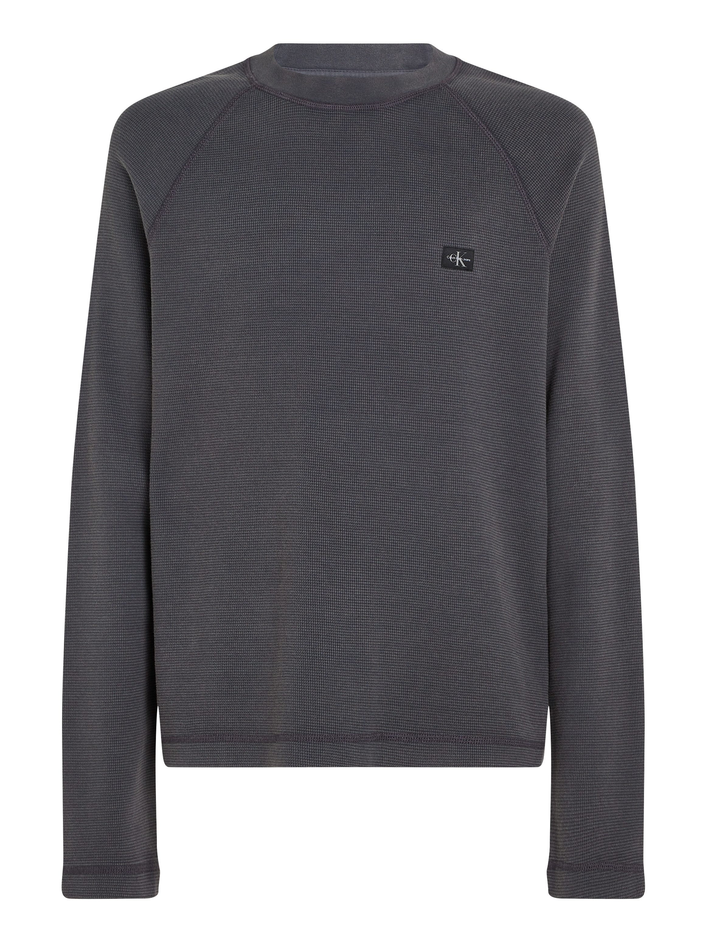 Calvin Klein Shirt met lange mouwen WASHED WOVEN LABEL WAFFLE RAGLAN