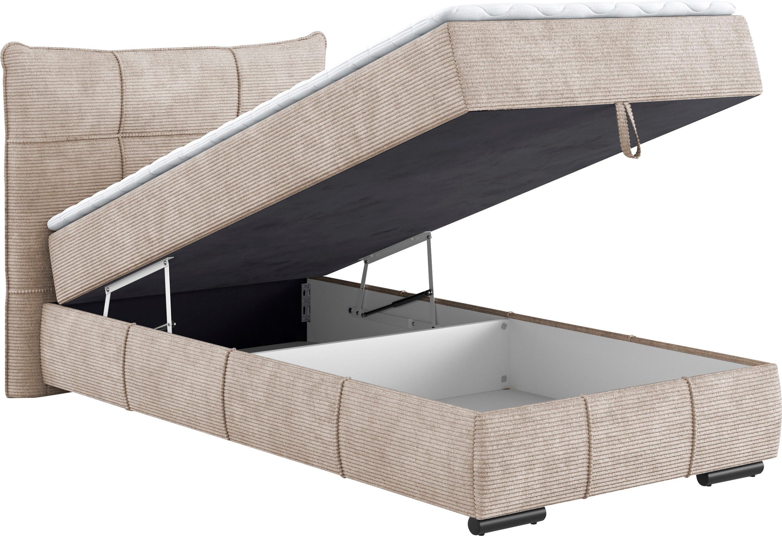 Mr. Couch Boxspring Brewdley met bedkist, incl. matras Topmatras en sierkussen, in verschillende hardheden beschikbaar