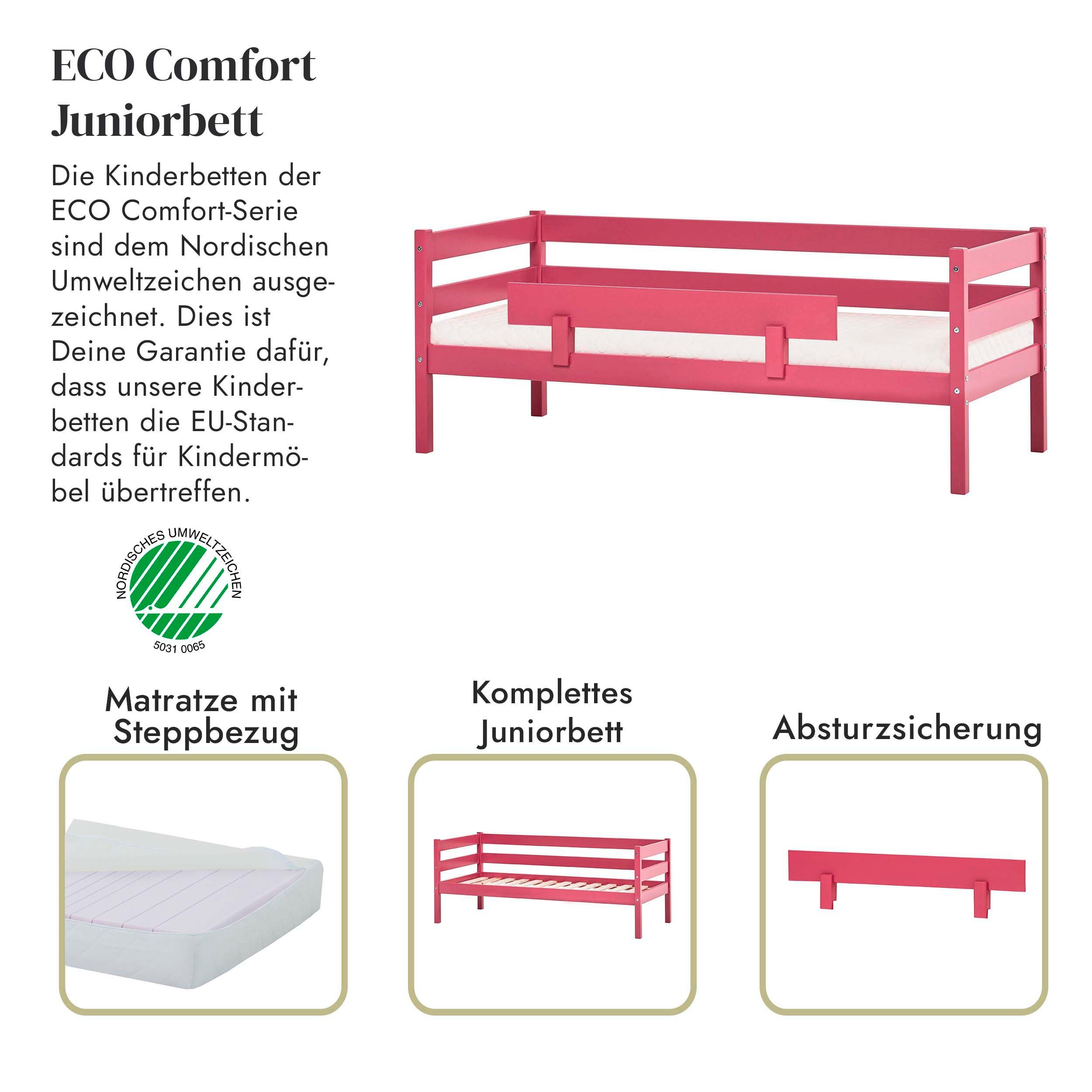 Hoppekids 1-persoonsledikant ECO Comfort kinderbed, massief grenenhout, tienerbed inclusief lattenbodem (set)