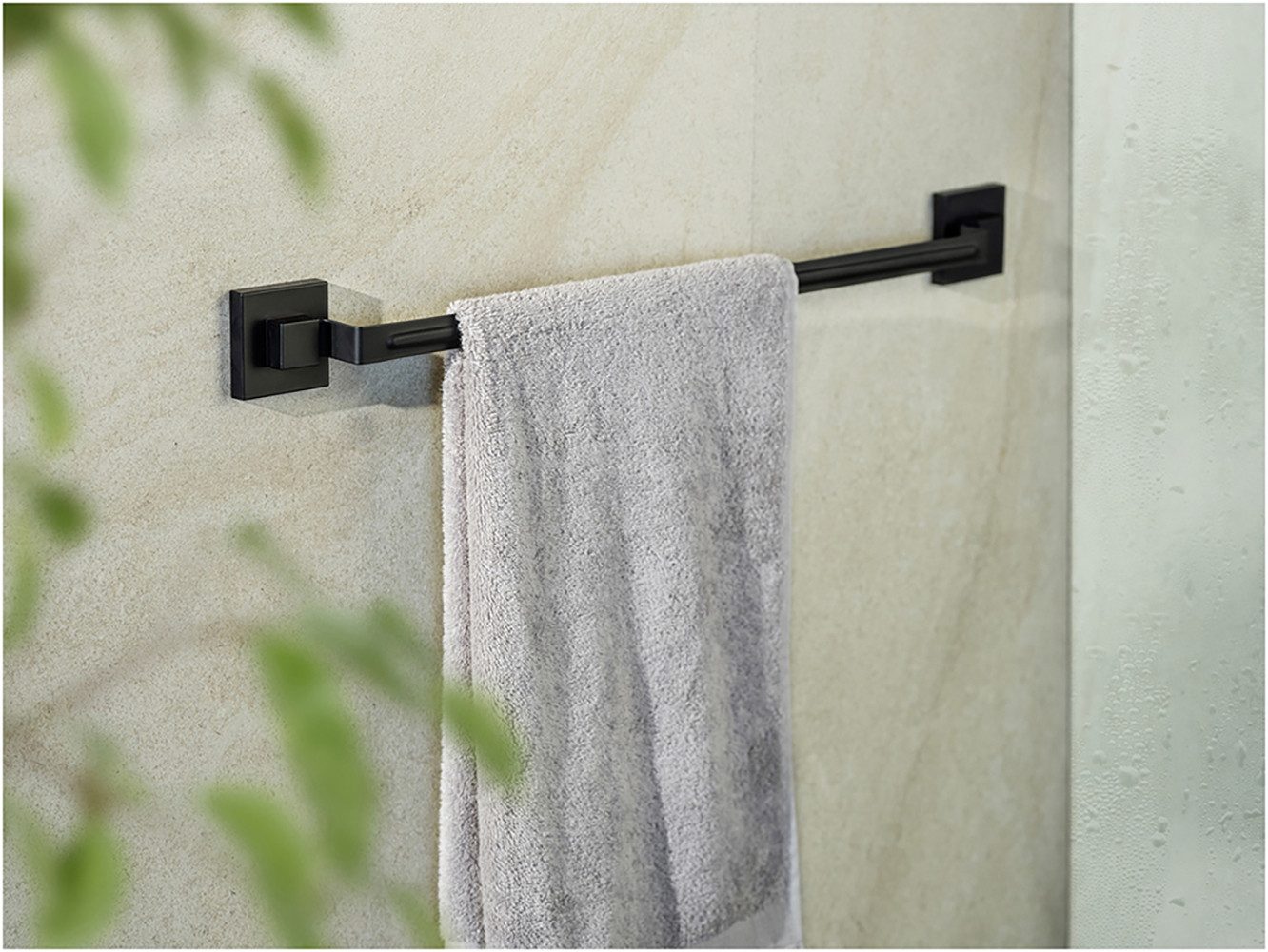 WENKO Handdoekstang Vacuum-Loc® model Quadro van edelstaal, bevestigen zonder boren