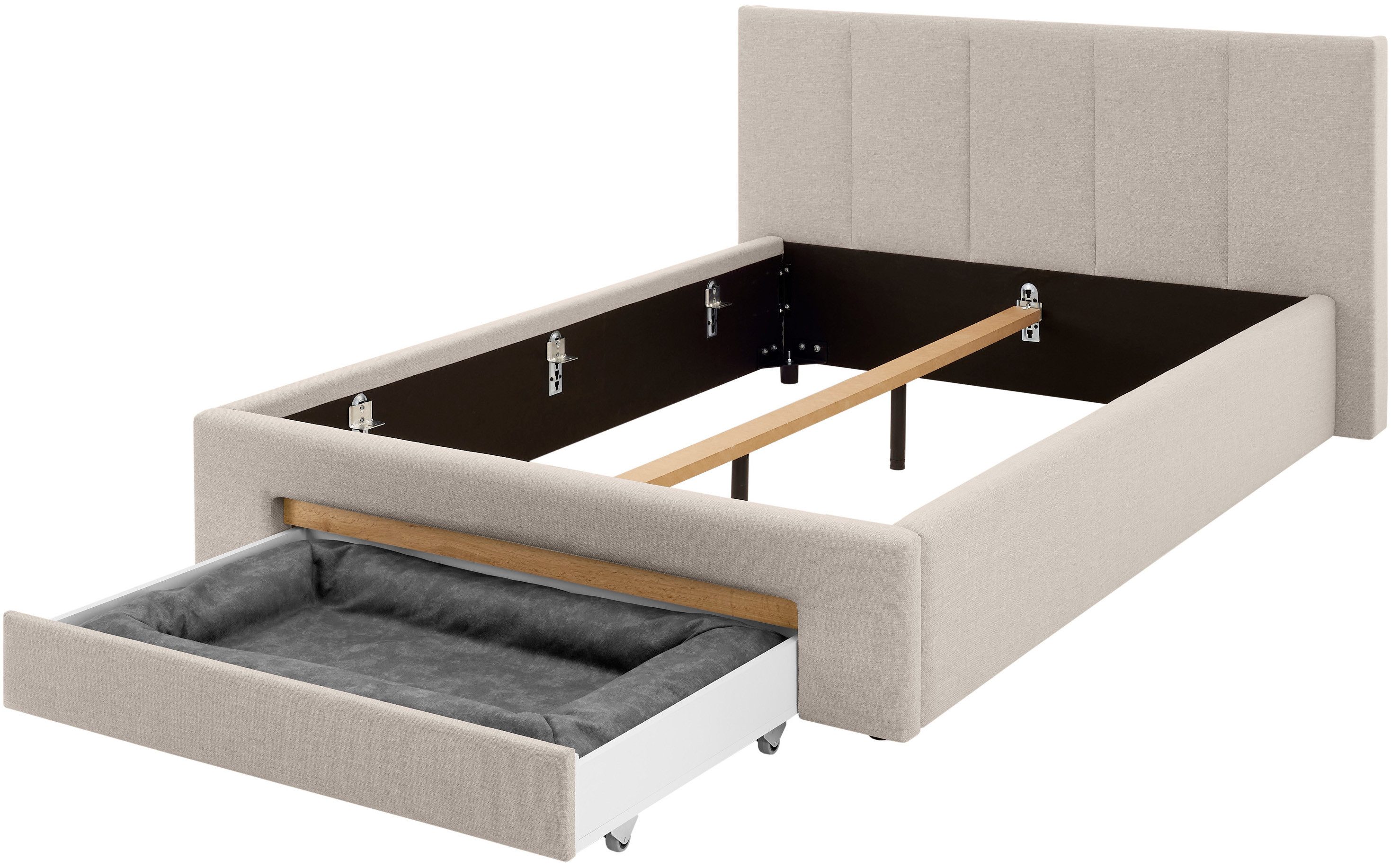 INOSIGN Gestoffeerd bed CiTY/GiRON, bedframe met bedlade, gestoffeerd opbergbed met hondenbed of opberglade, bekleding van corduroy of linnenlook