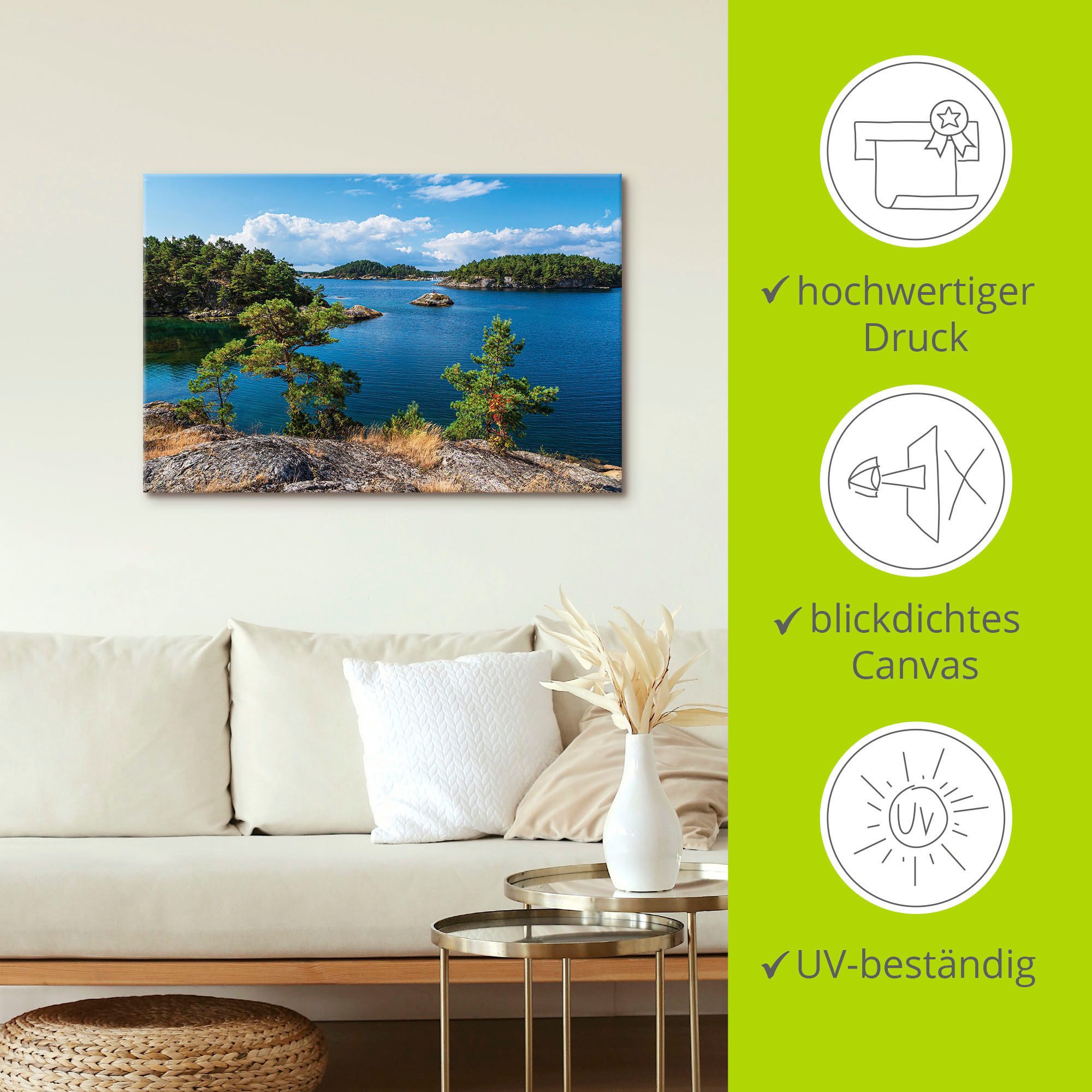 Artland Artprint op linnen Landschap, schiereiland Riveneset Noorwegen