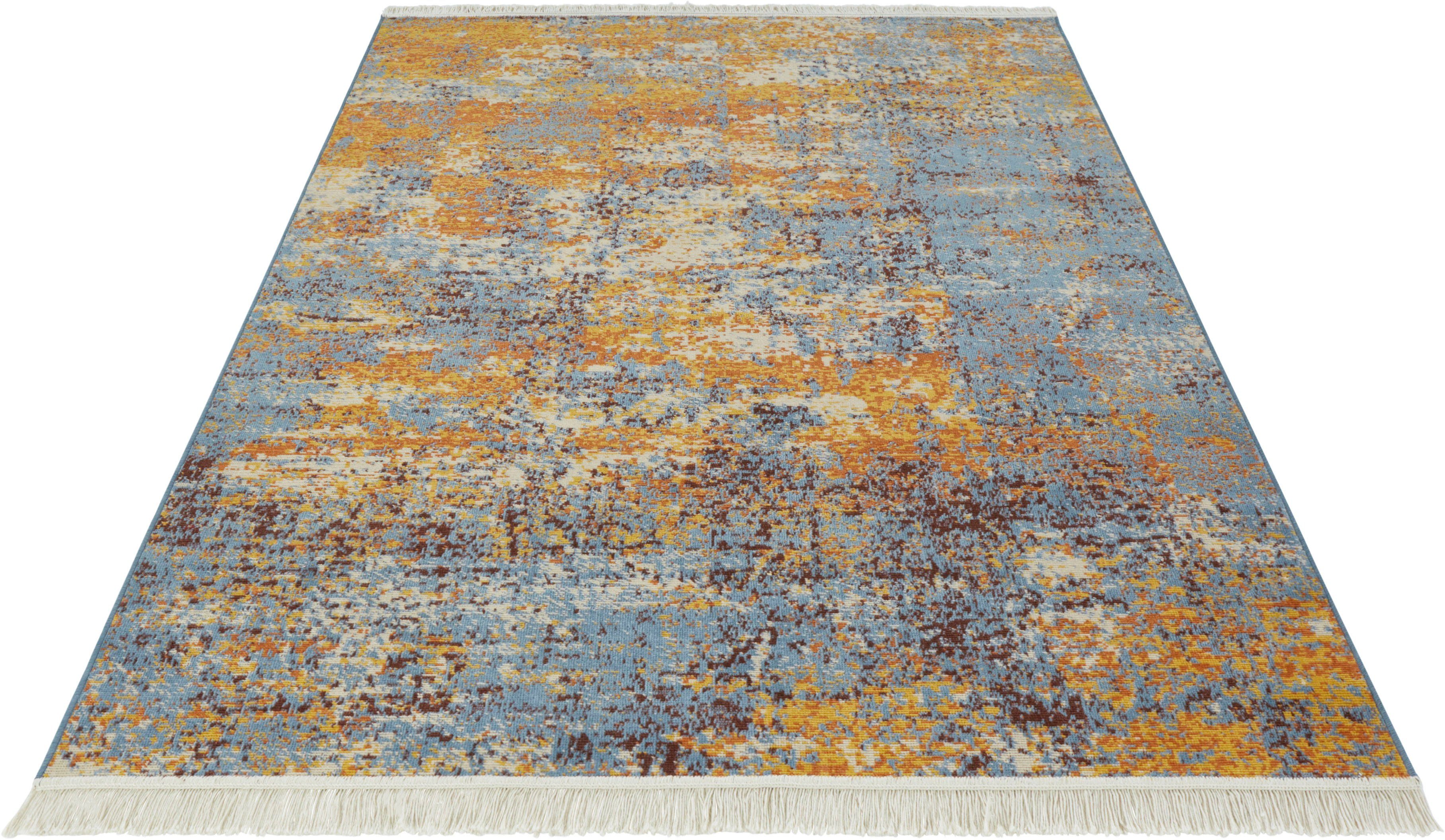 Vintage vloerkleed abstract Robina - goud/blauw 200x290 cm