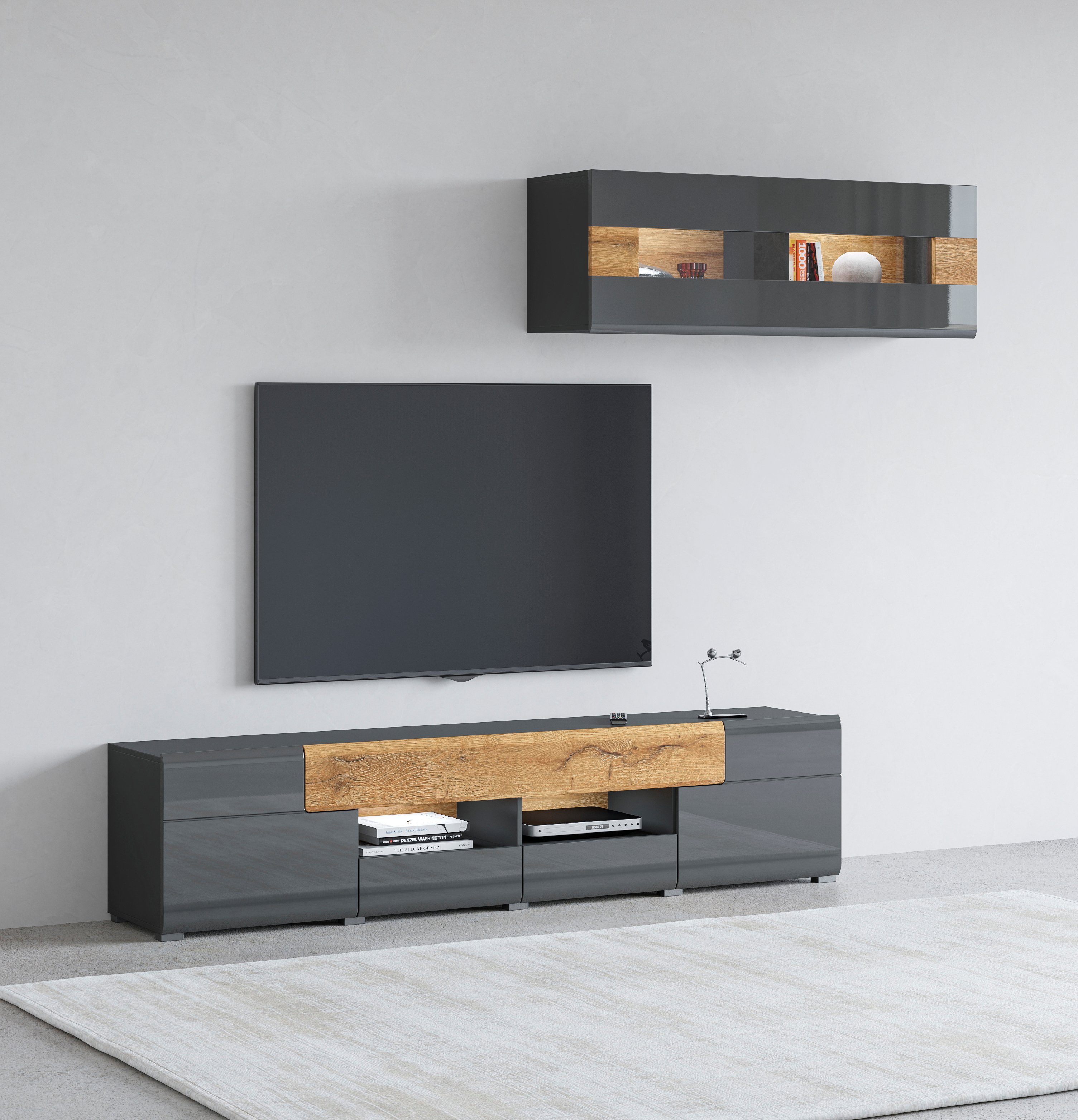 INOSIGN Wandmeubel Toledo (2-delig) tv-wandmeubels grijs