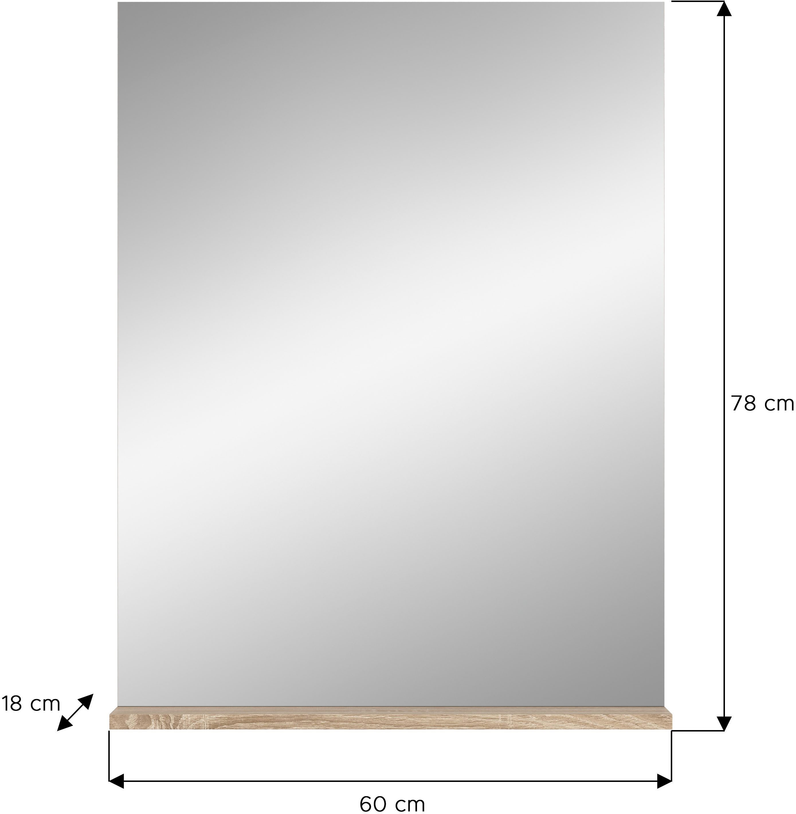 INOSIGN Badspiegel Siena, breedte 60 cm, 1 legplank, hoogwaardig spiegelglas in verschillende kleuren verkrijgbaar, badkamermeubels, spiegel, badkamer