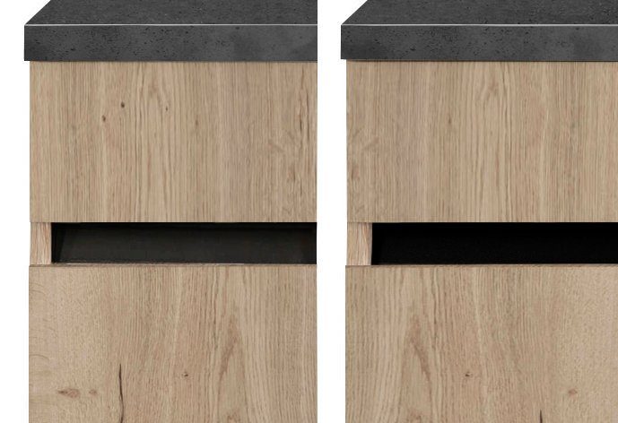 OPTIFIT Hoekkeuken Roth Afmetingen 210x175 cm, naar keuze met elektrische apparaten, push-to-open-functie