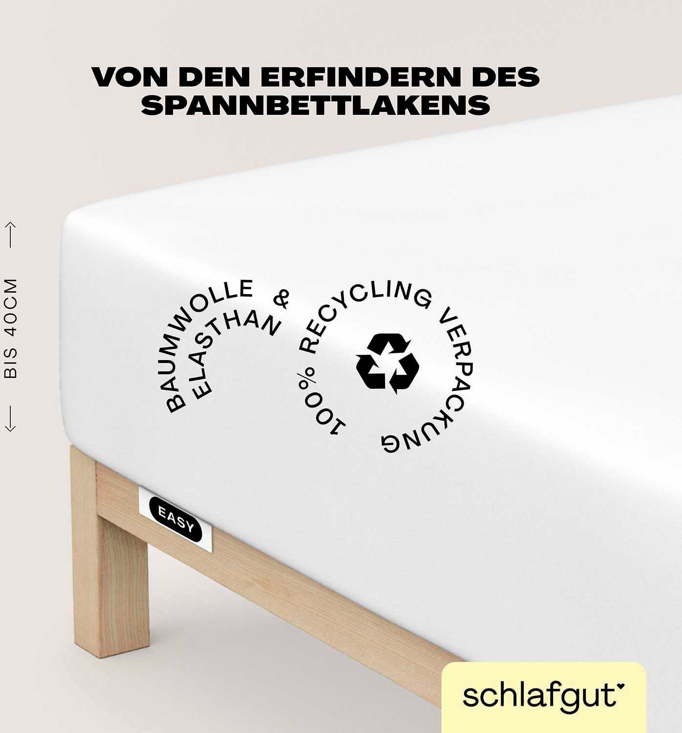 Schlafgut Hoeslaken EASY jersey elastaan boxspring (1 stuk) hoeslakens maat 90-100 cm x 200-220 cm wit