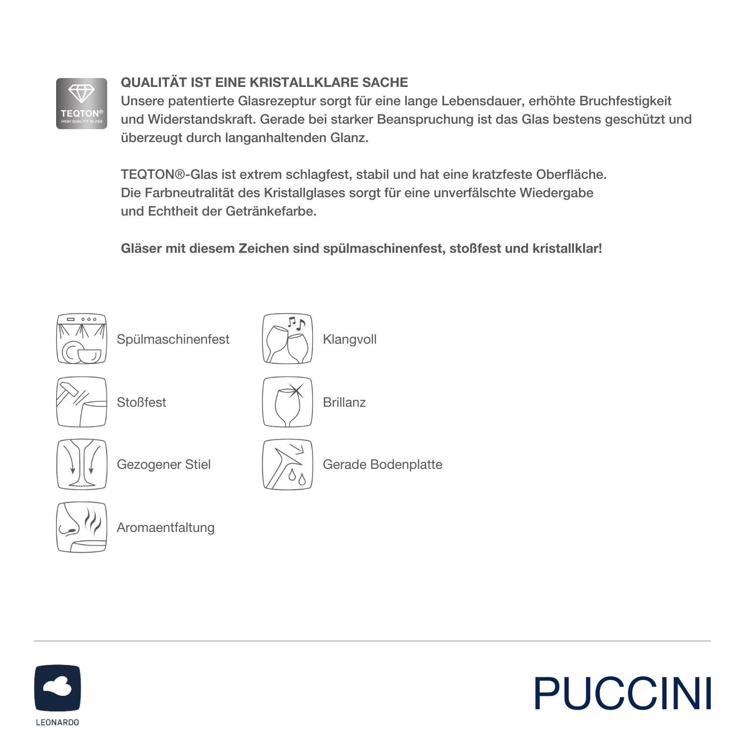 LEONARDO Wittewijnglas Glazen-set PUCCINI + poetsdoek, 7-delig 6 witte wijn glazen, 560 ml, met poetsdoek (set, 7-delig)