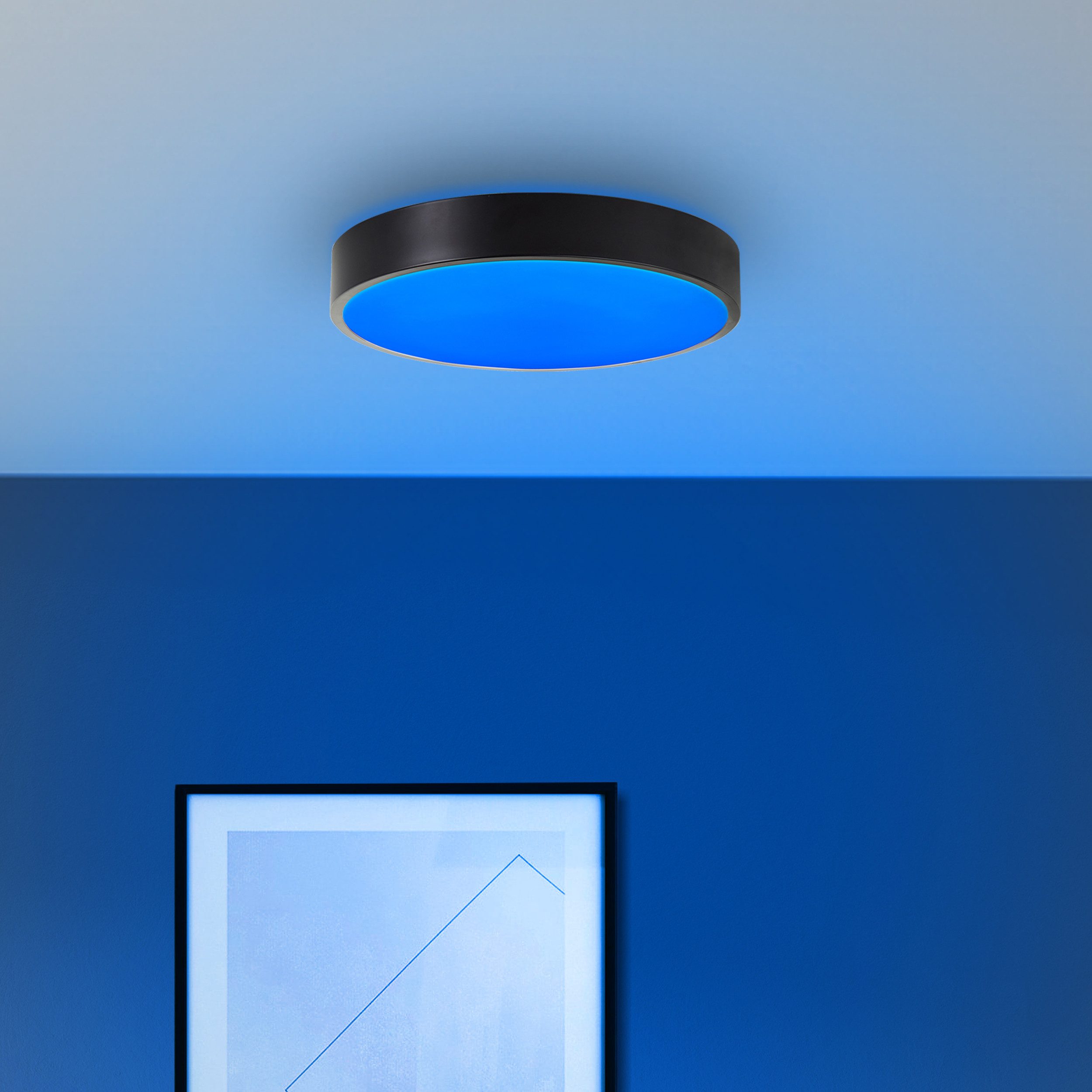 Brilliant Leuchten Led-plafondlamp VADIN Tuya app bestuurbaar, 33 cm, RGB, 2300 lm, dimbaar, 3000-6500 K, zwart