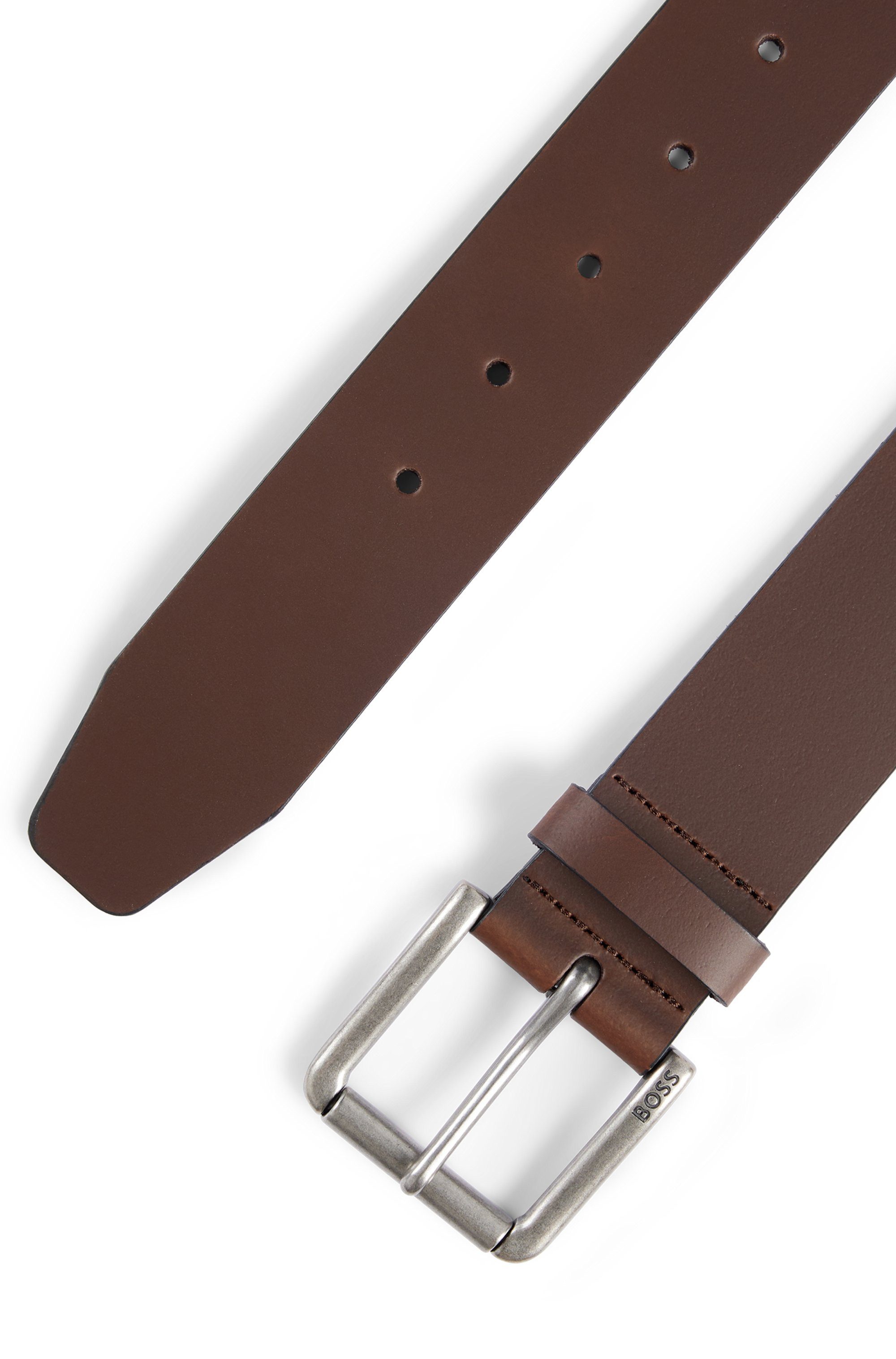 Boss Leren riem Joris Sz40 met logo op de riemsluiting