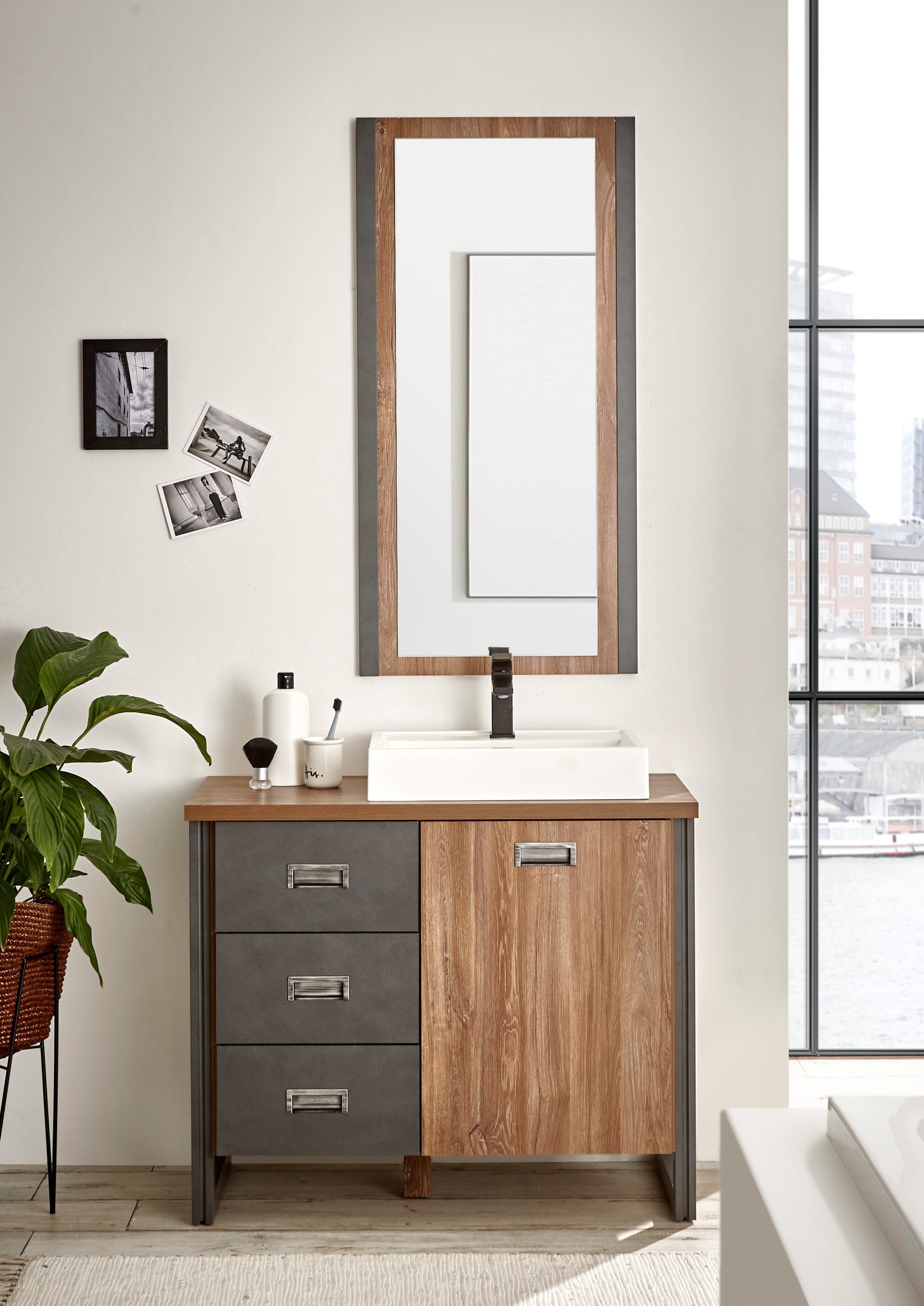 Home affaire Badkamerserie Detroit, badkamer in industriële stijl, 2-delig badkamer (set, 2-delig)